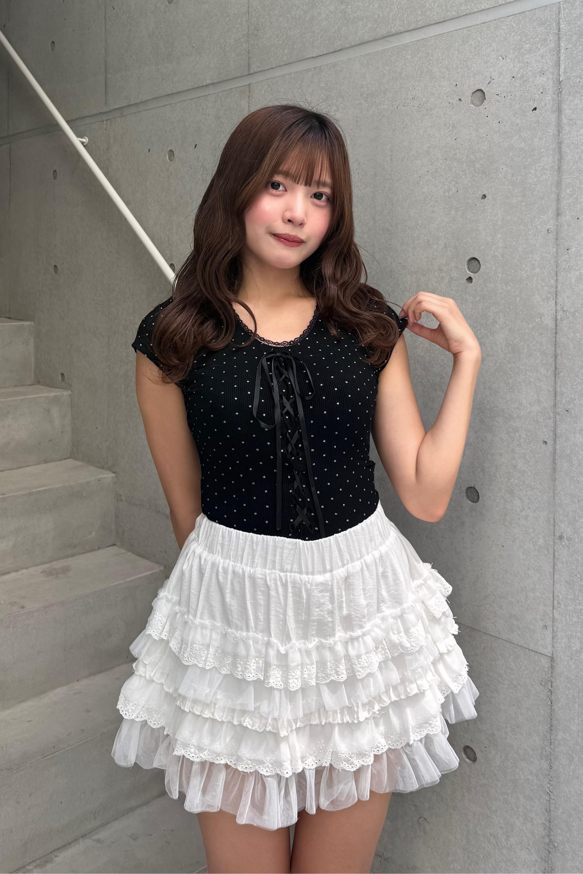 レースアップドットTシャツ KSG20906