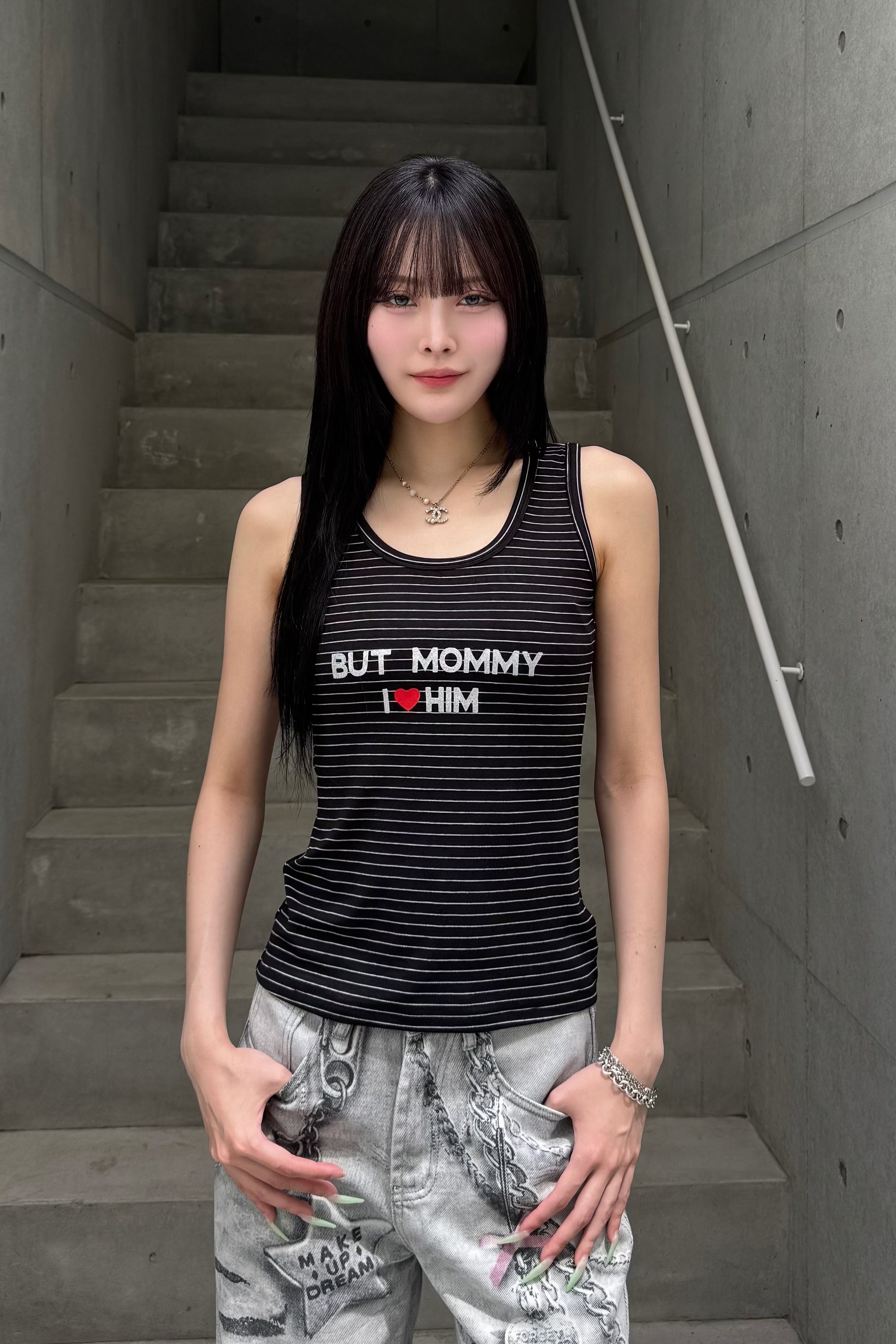border glitter tank top KSG20900
