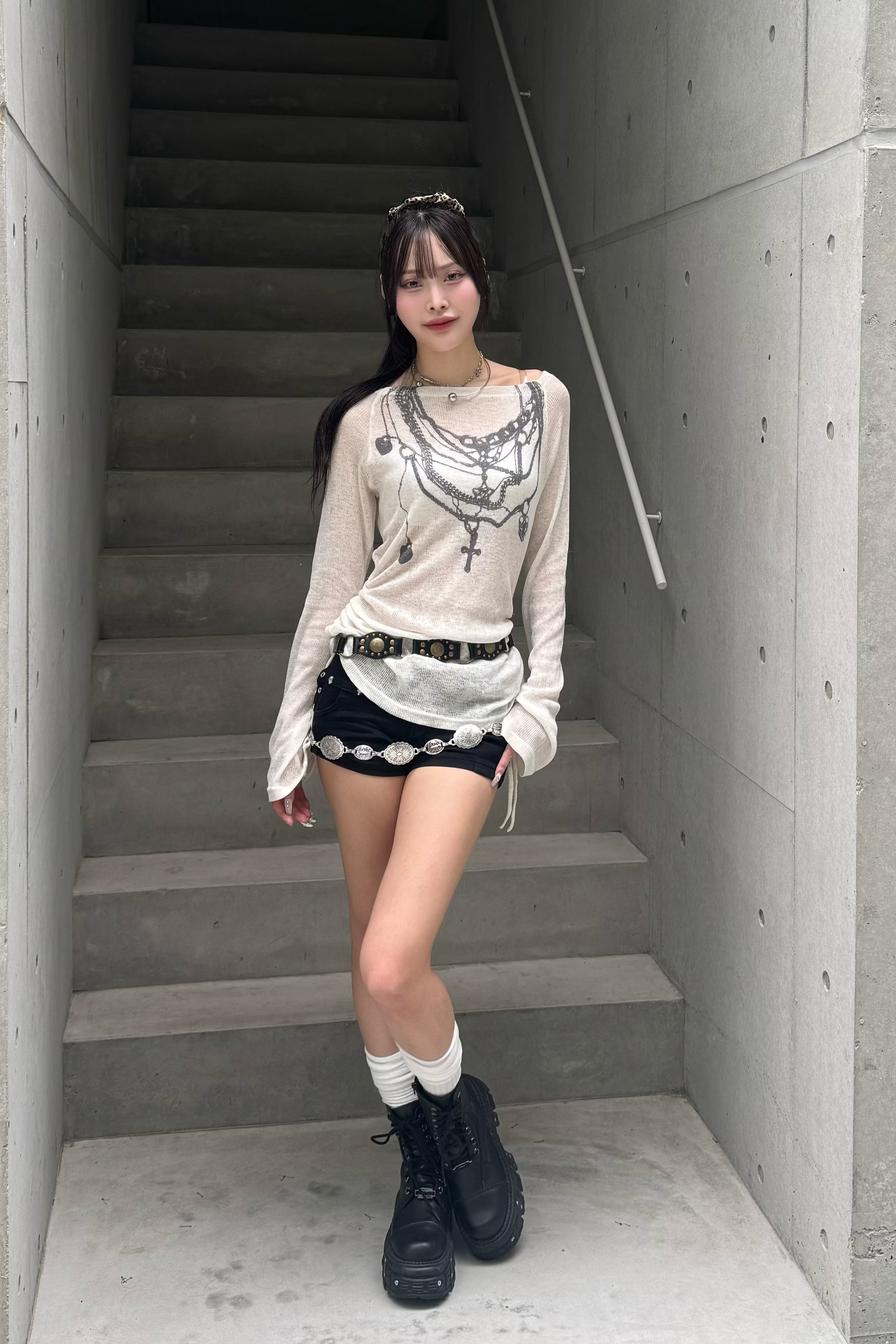 skull studs short pants KSG19314