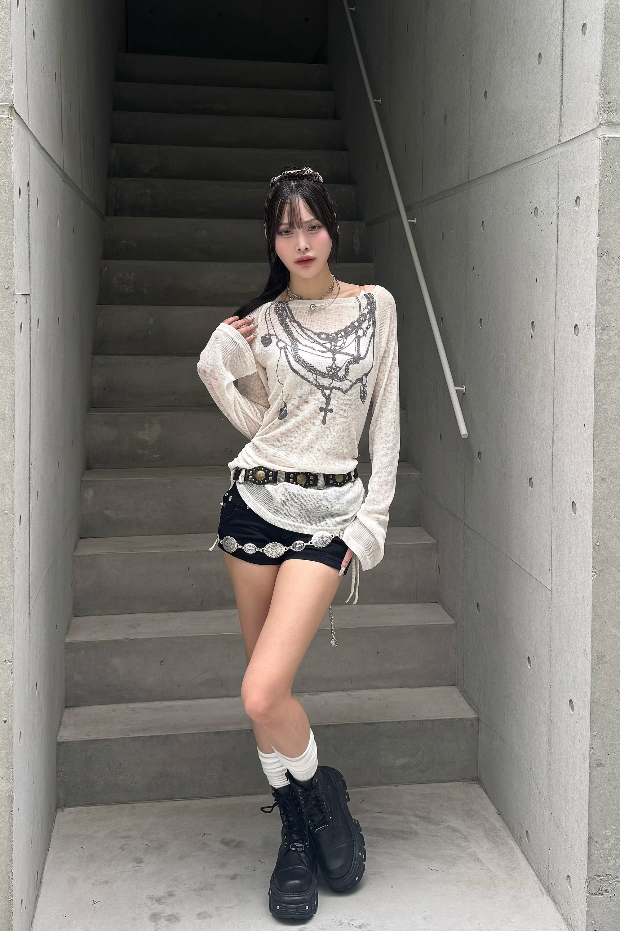 skull studs short pants KSG19314