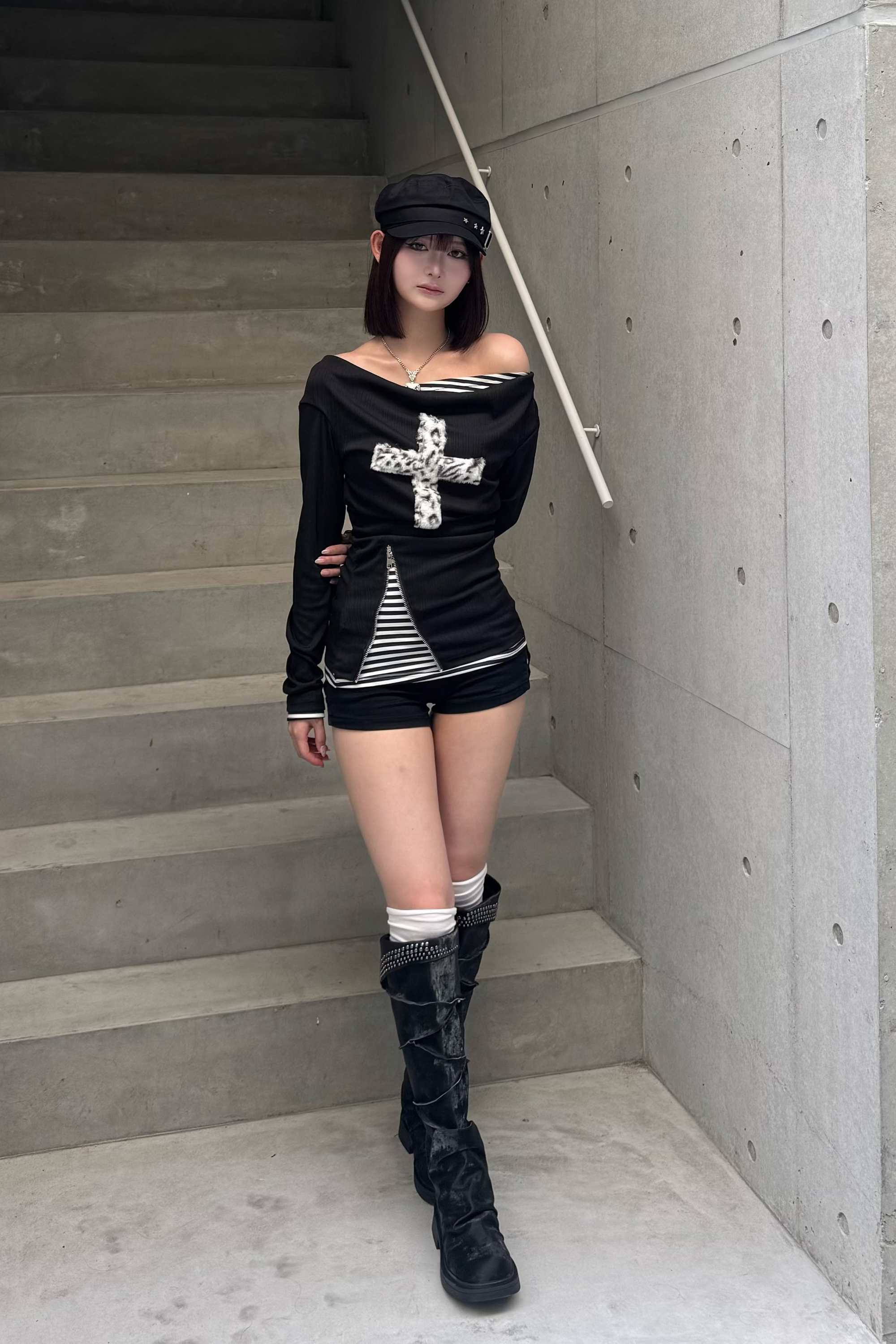 fuwafuwa zip layered top KSG20947