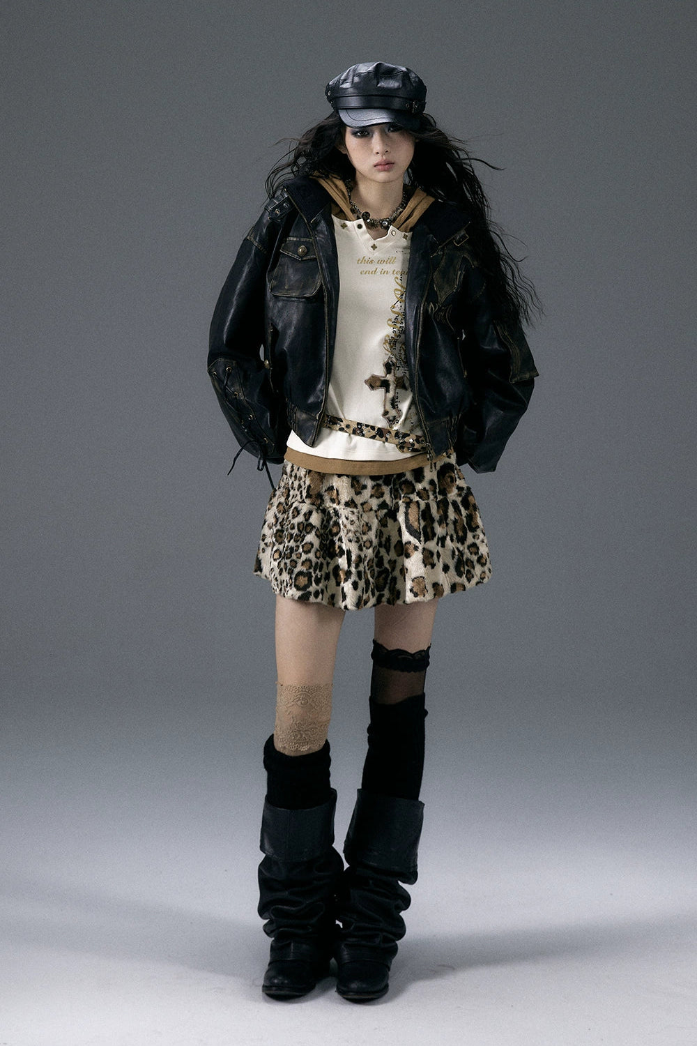 punk leopard skirt