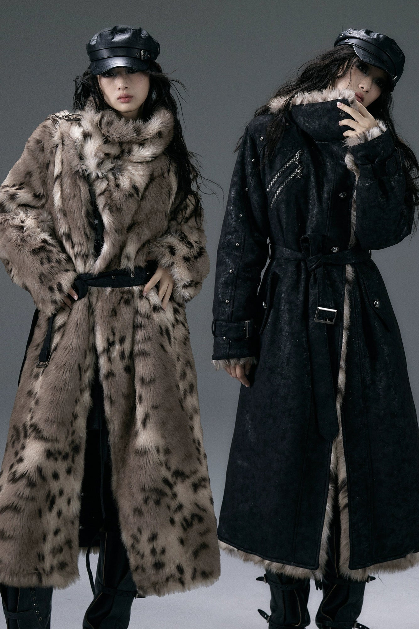punk leopard fur coat