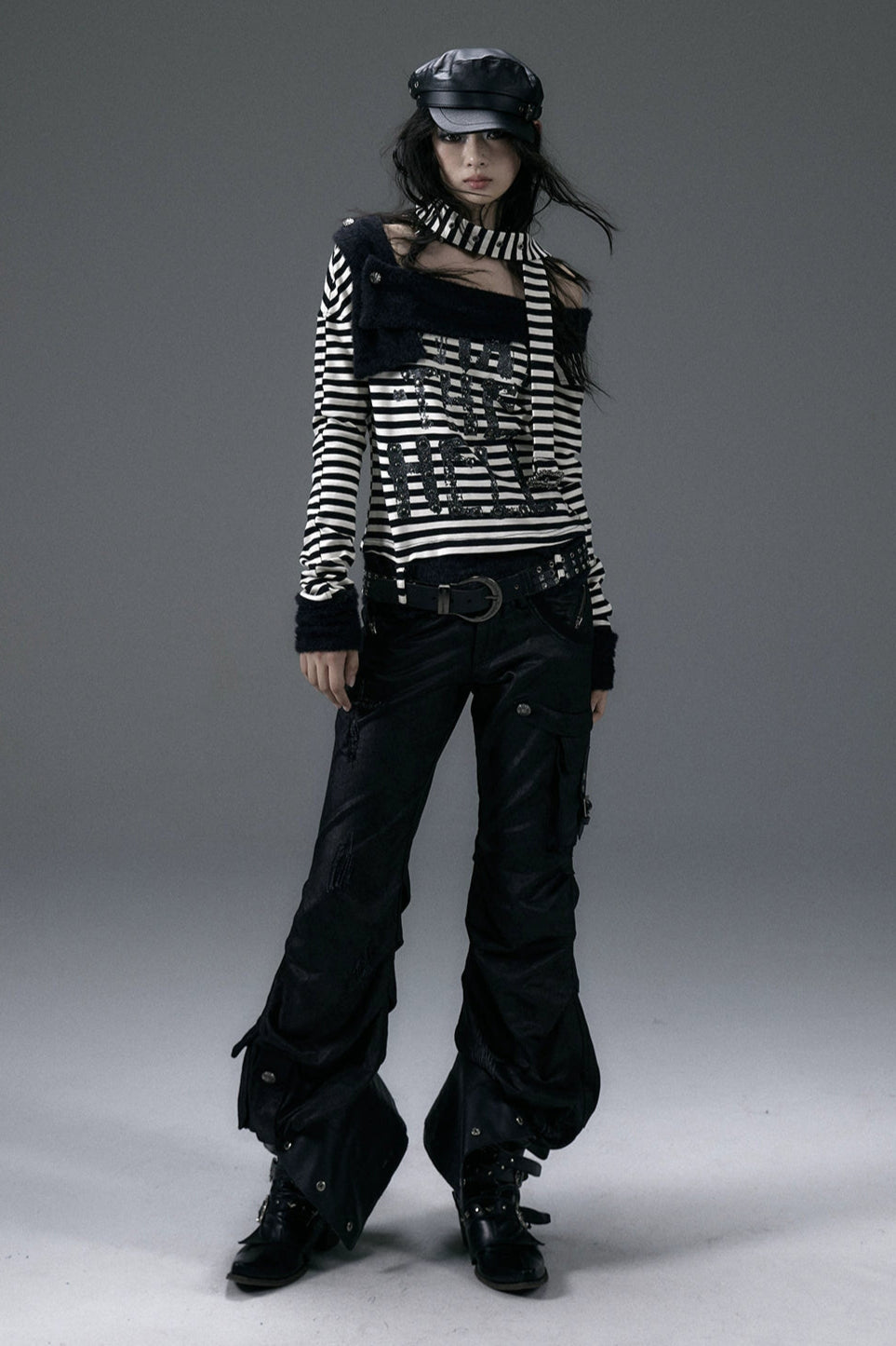 low waist leather flare pants
