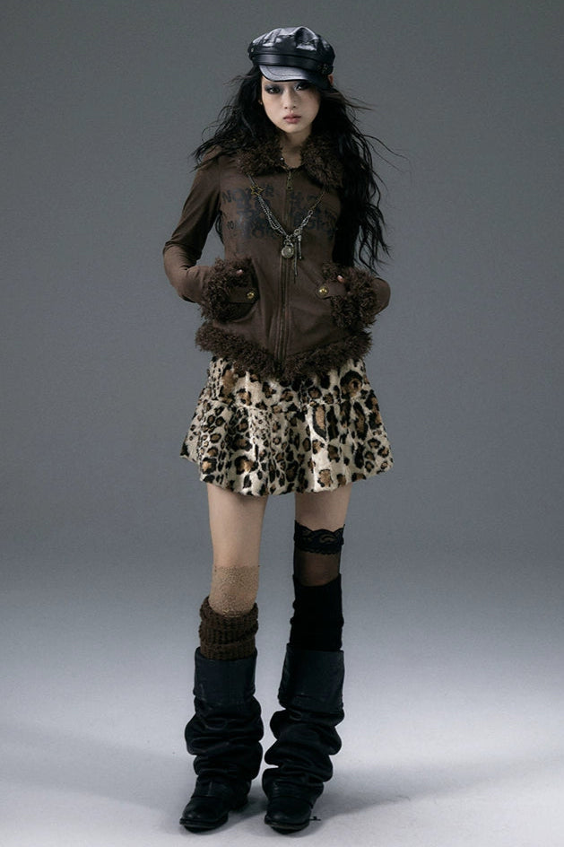 punk leopard skirt