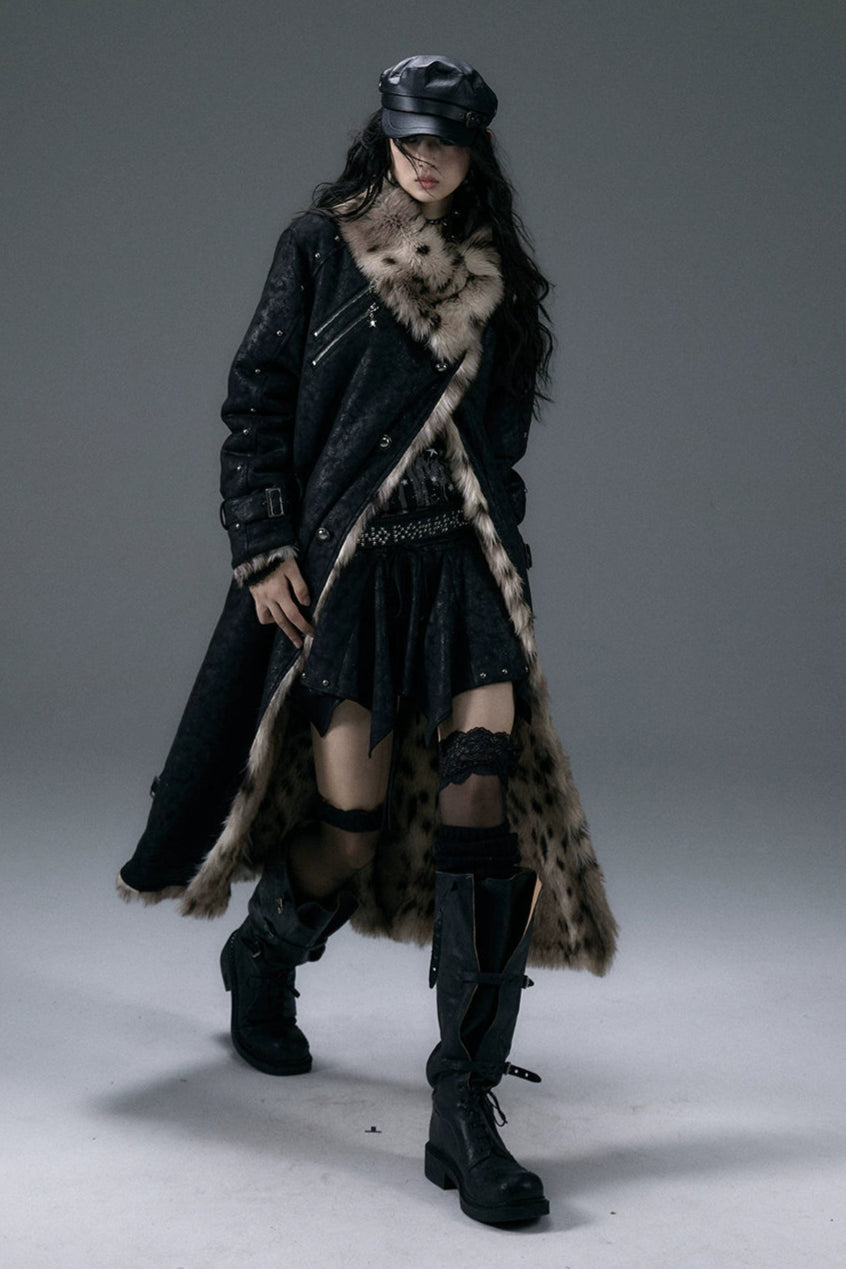 punk leopard fur coat