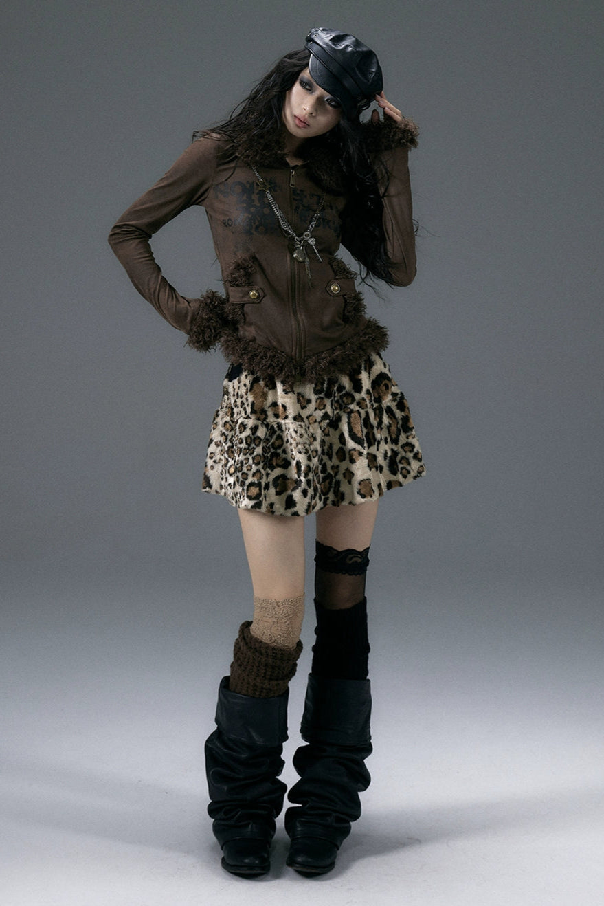 punk leopard skirt