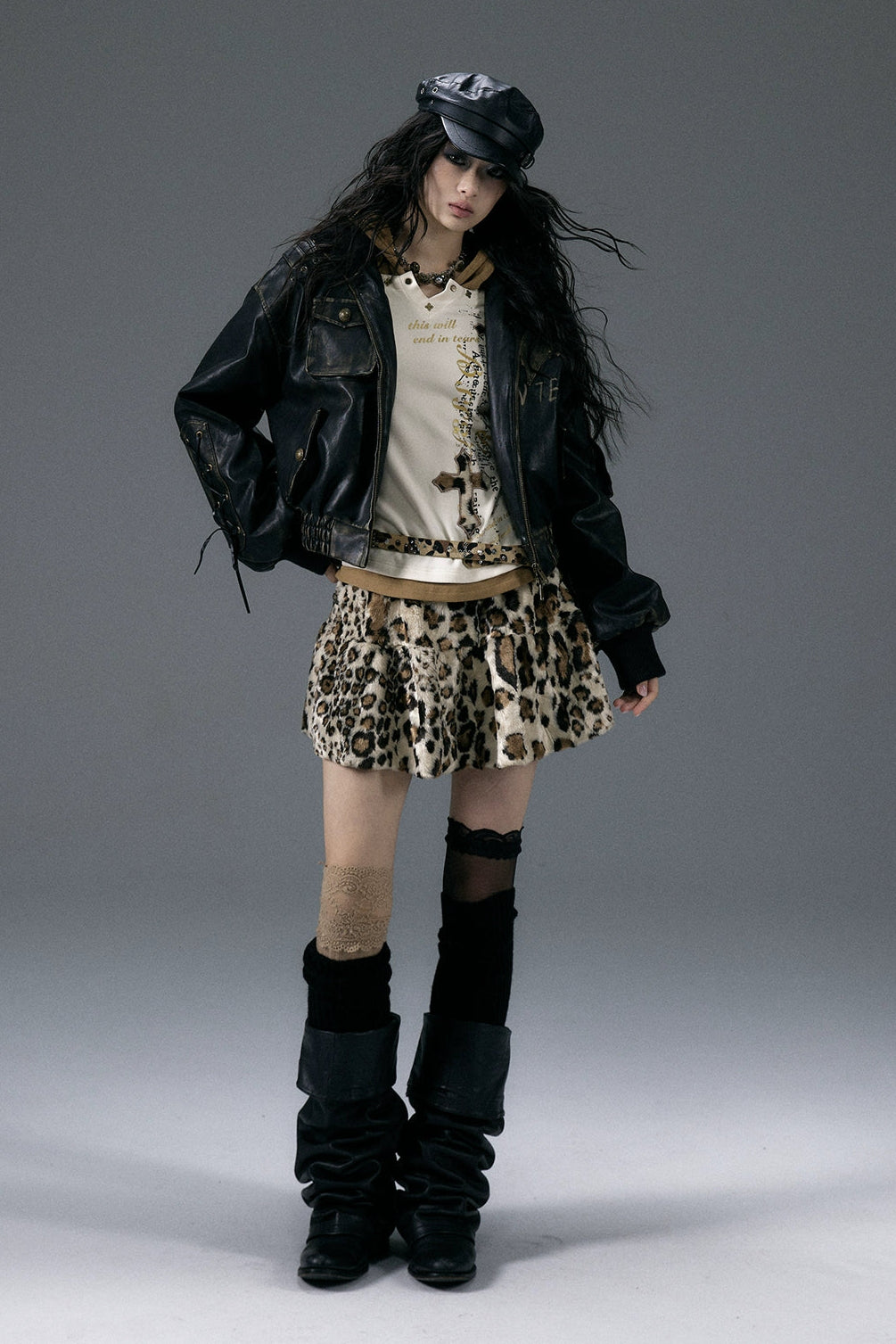 punk leopard skirt