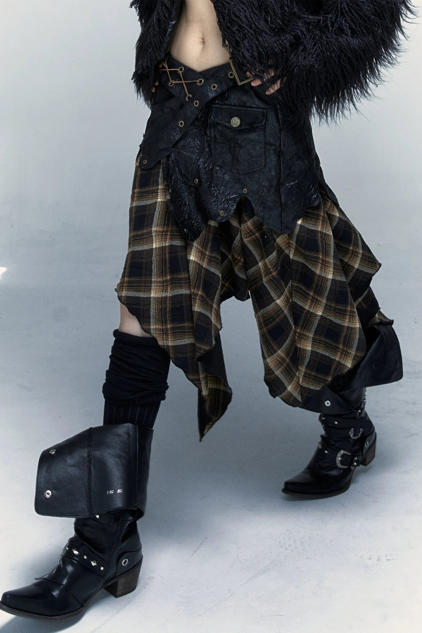 diablo punk patchwork skirt