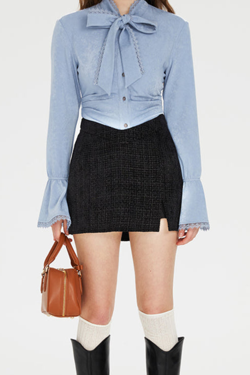 tweed slit skirt