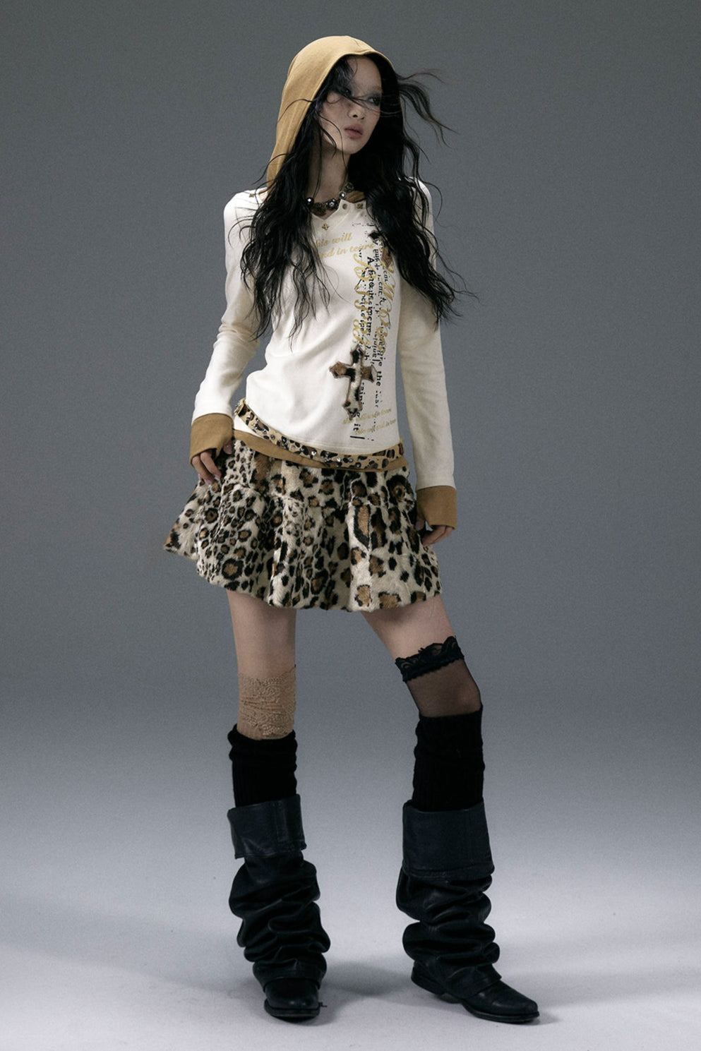 punk leopard skirt