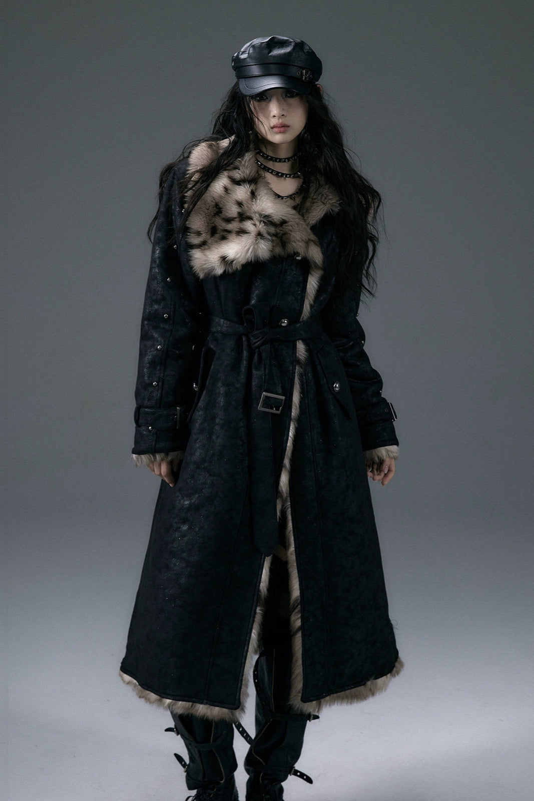 punk leopard fur coat
