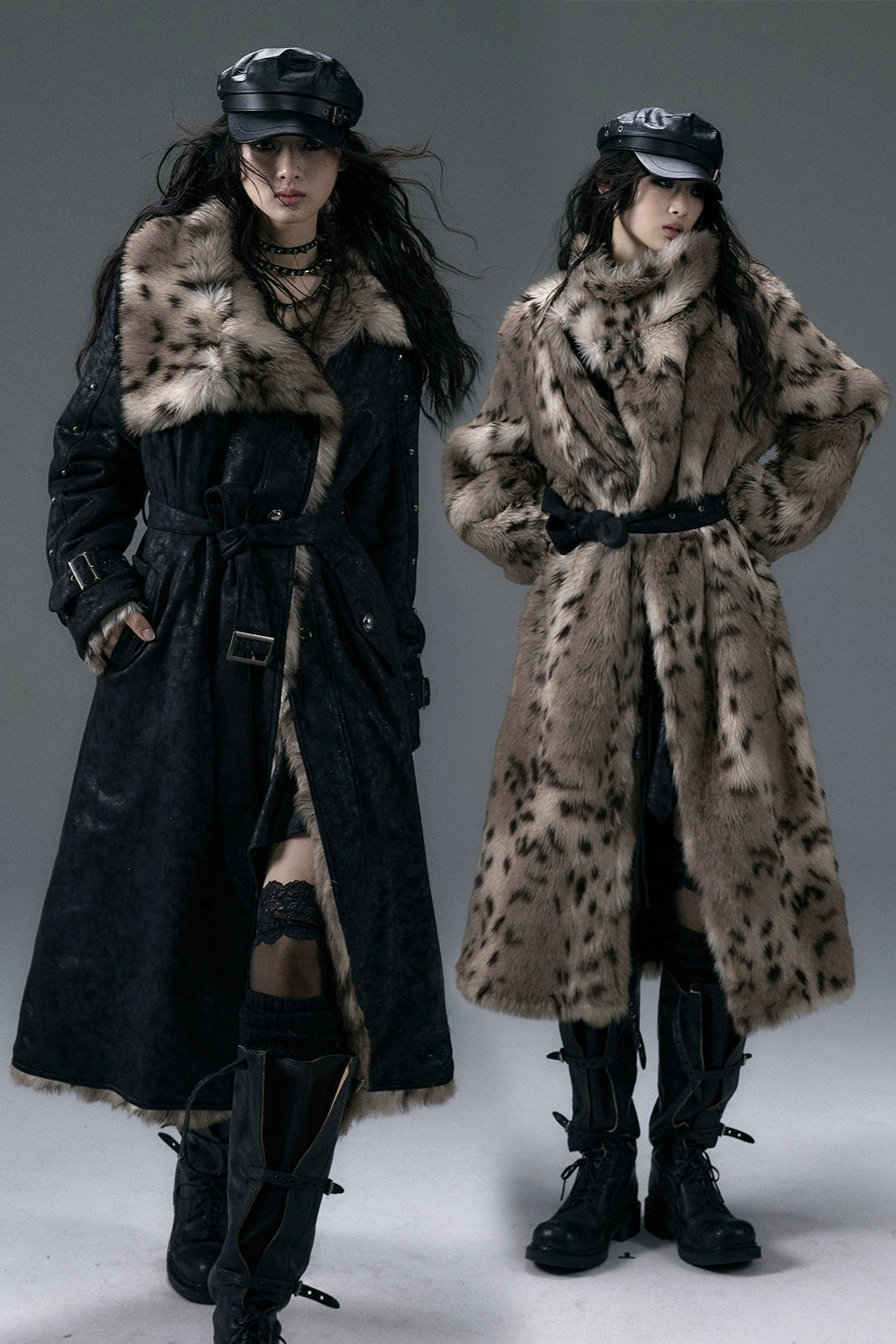 punk leopard fur coat