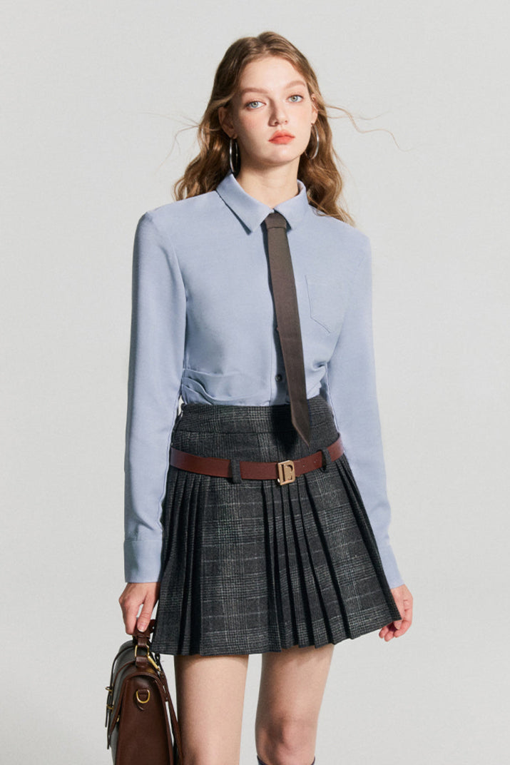 pleated A-line skirt