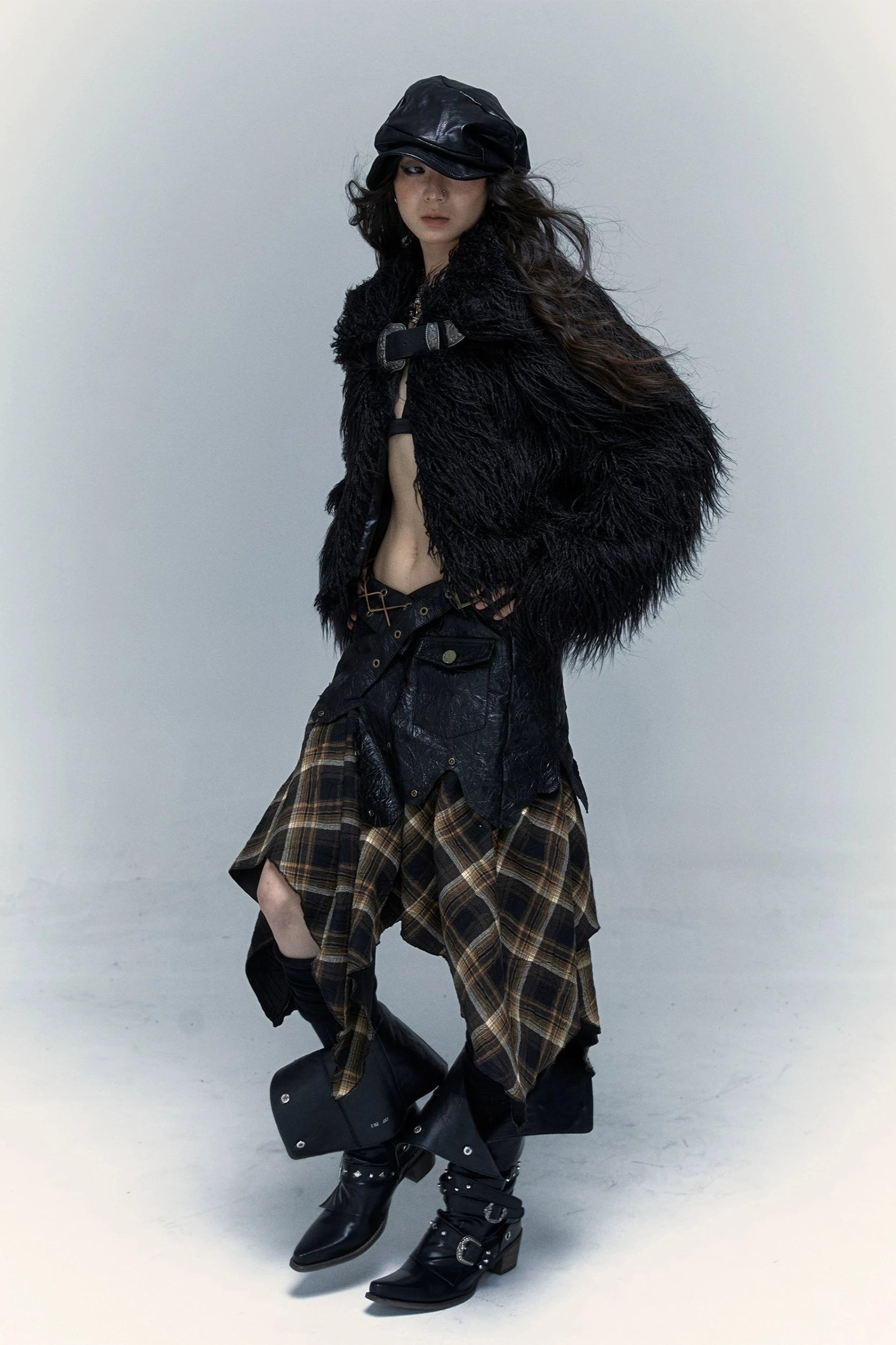 diablo punk patchwork skirt