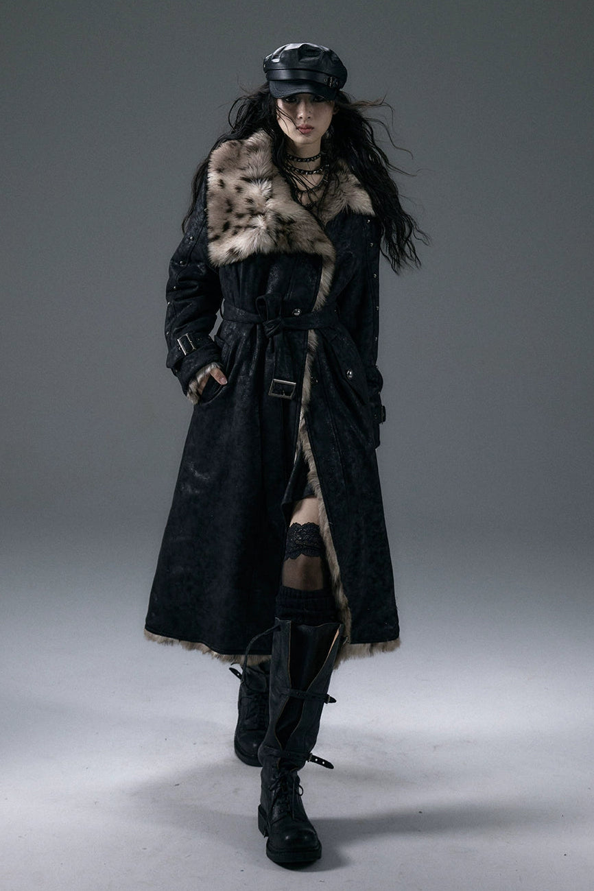 punk leopard fur coat