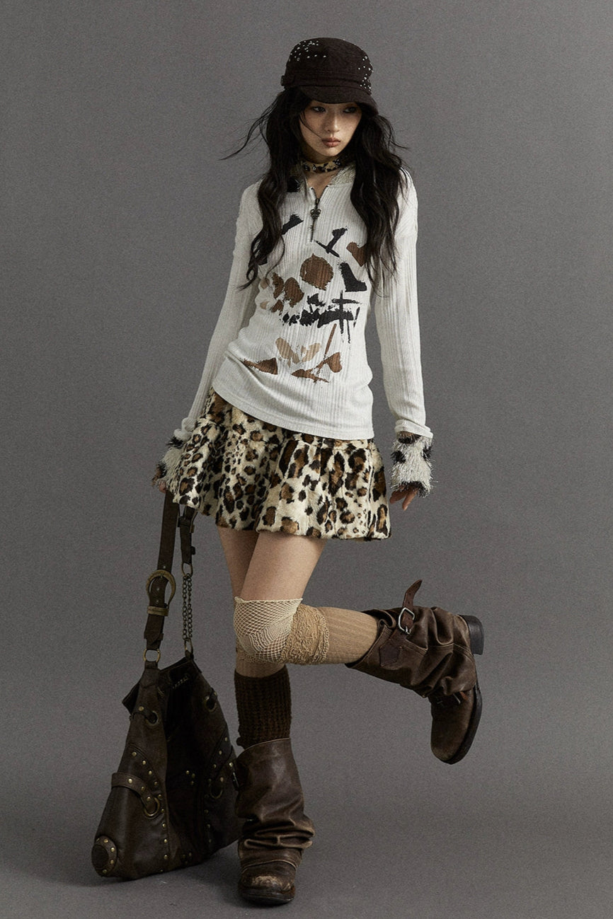 punk leopard skirt