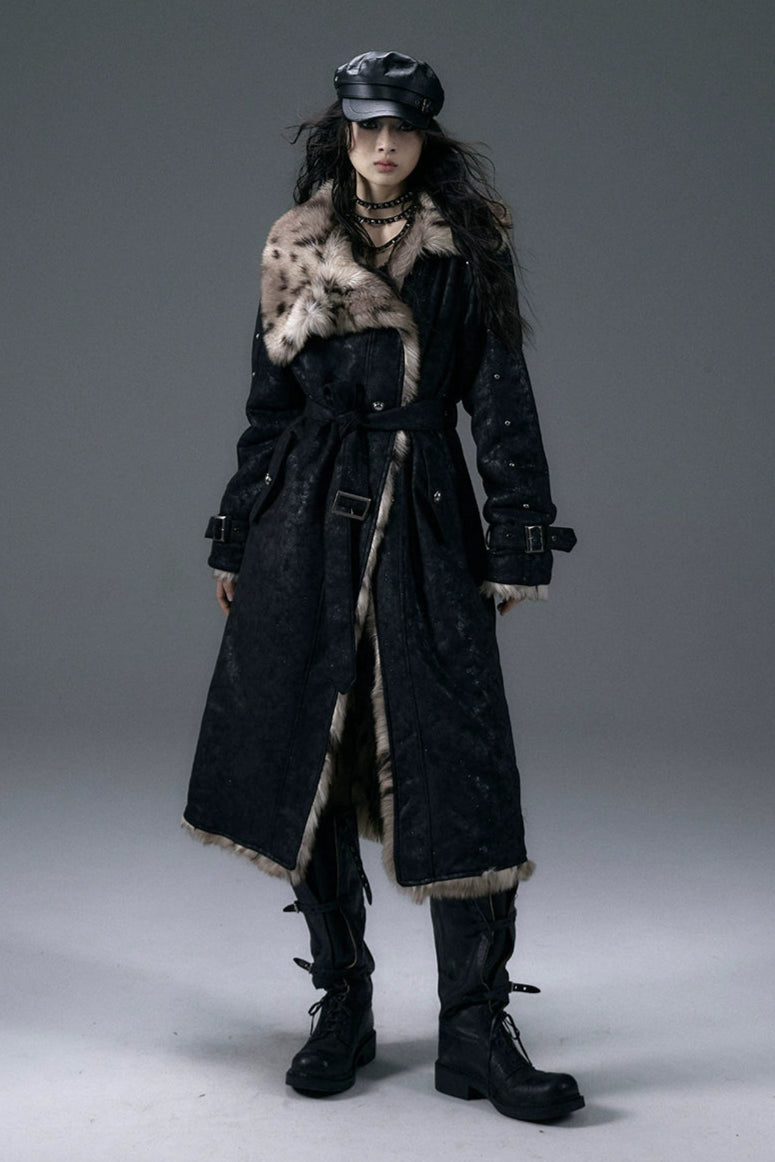 punk leopard fur coat