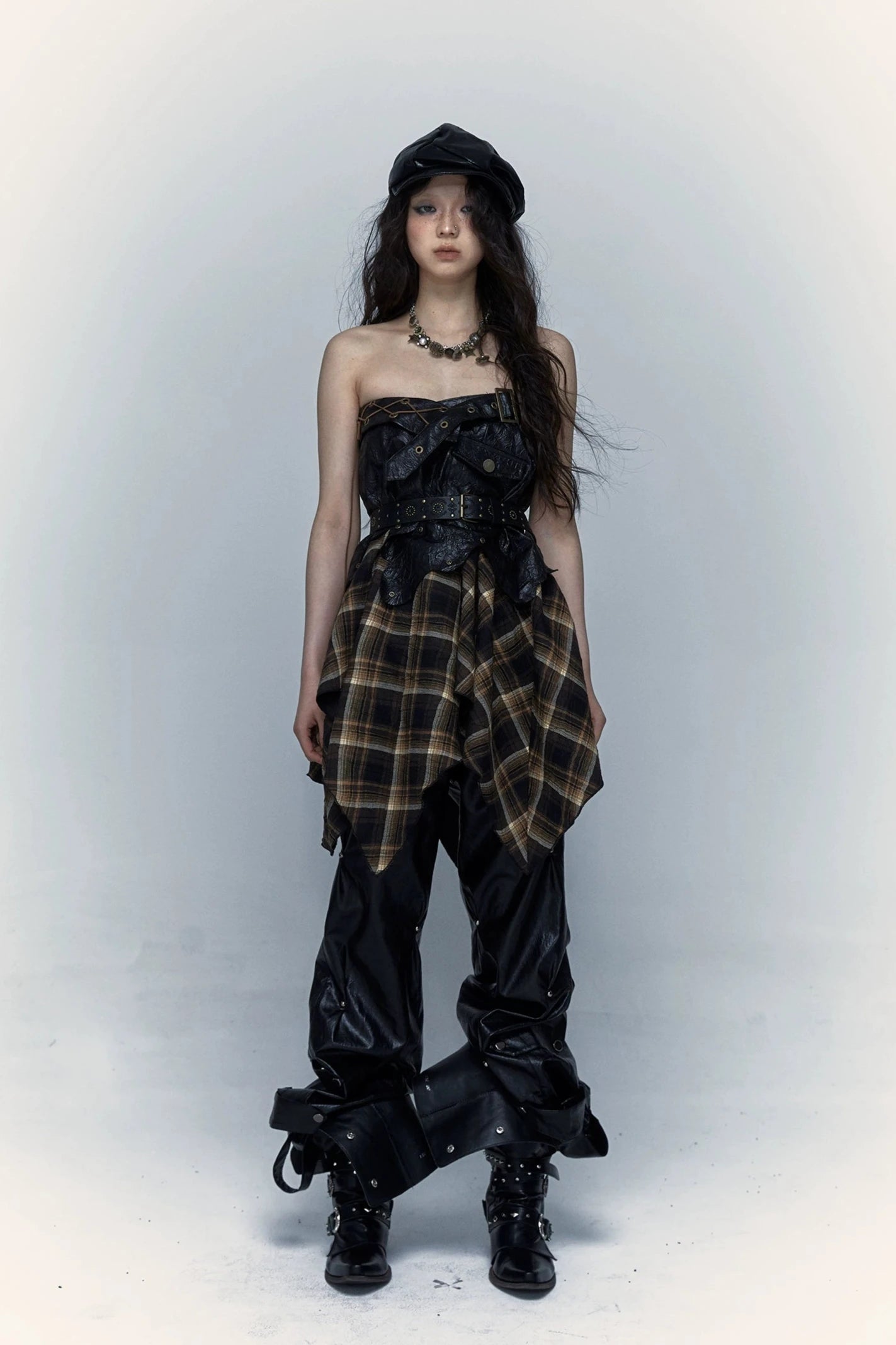 diablo punk patchwork skirt