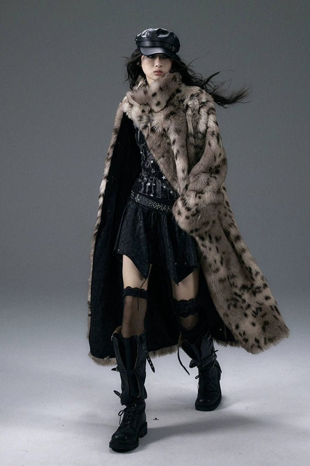 punk leopard fur coat