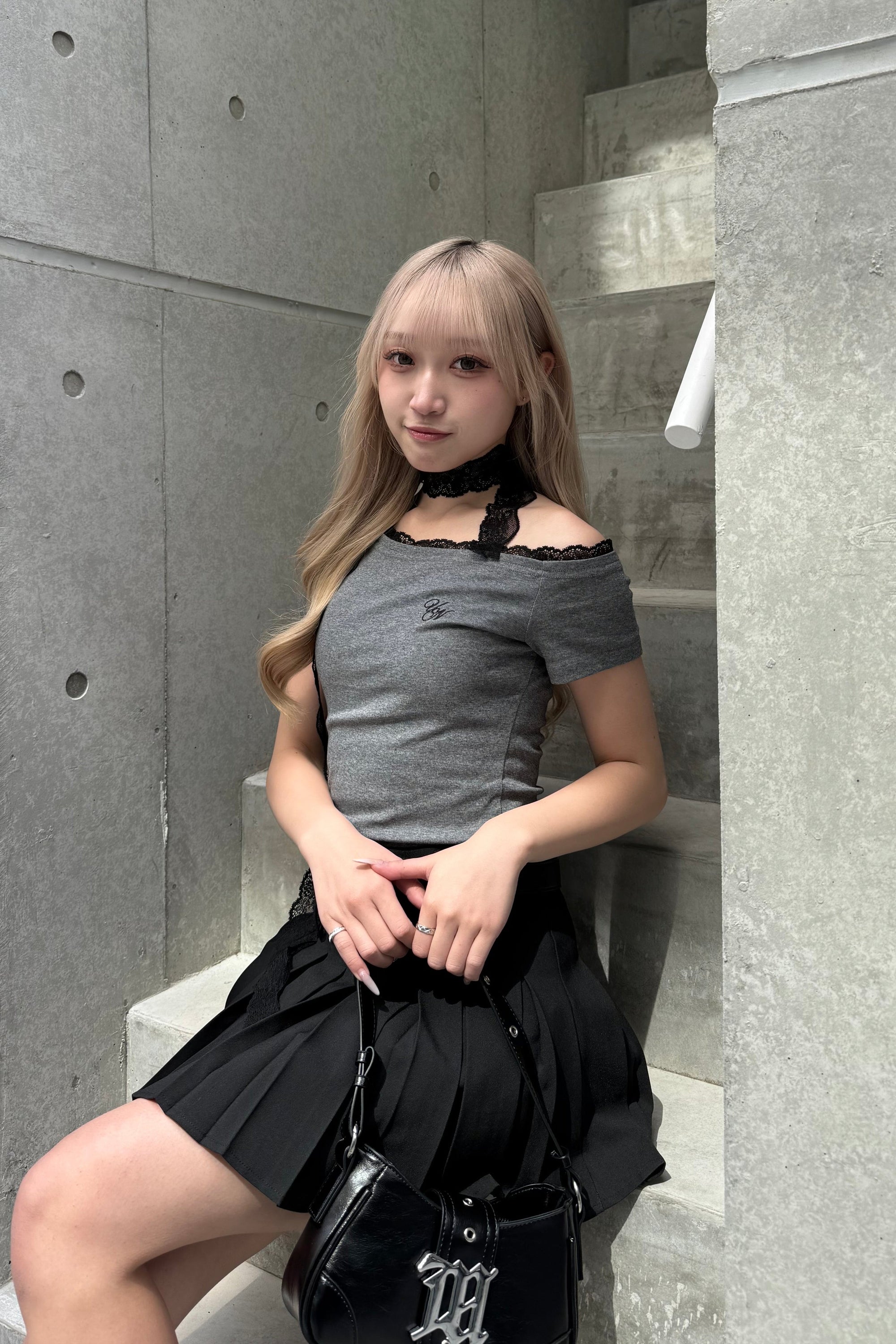 ワンショルダーレースTシャツ KSG20827