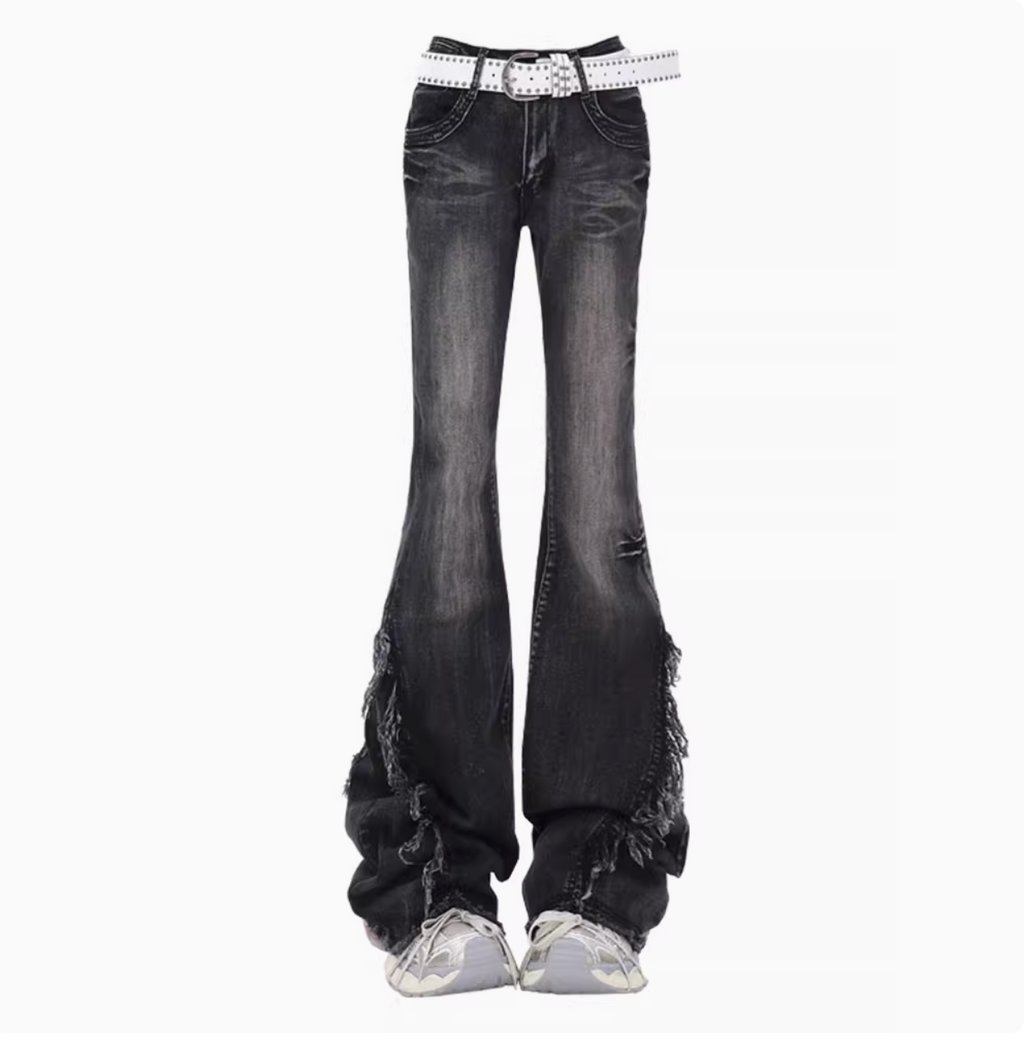 Washed Stretch Fringe Denim KSG19300