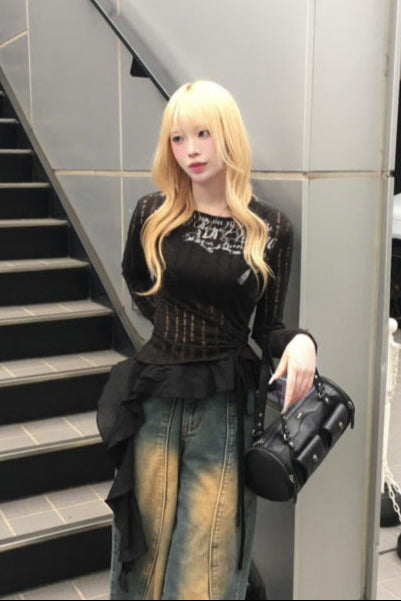 vintage design frill knit KSG20790
