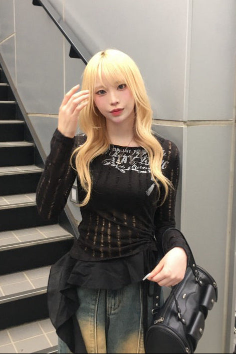 vintage design frill knit KSG20790