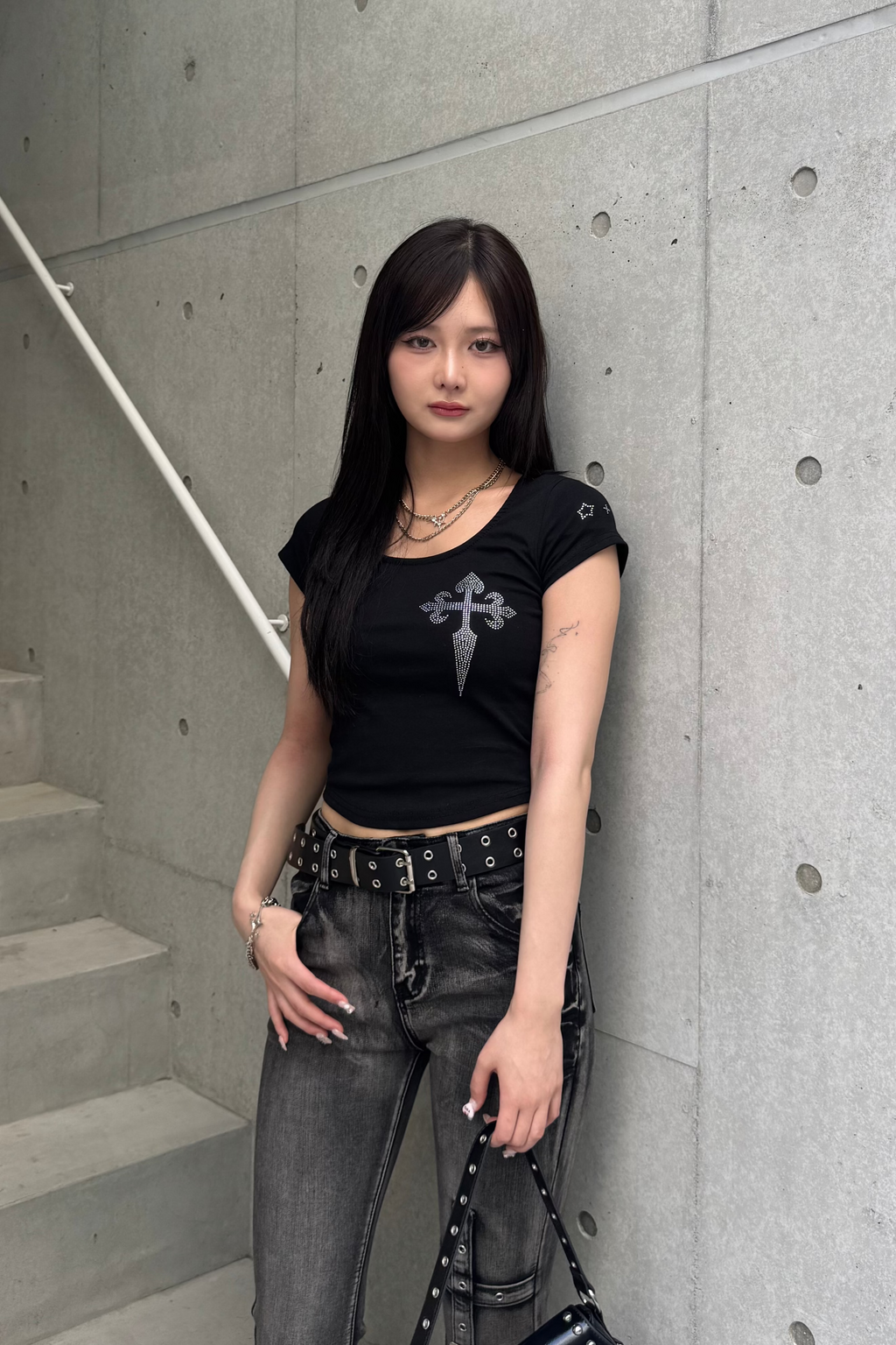 cross stone cropped T-shirt KSG20853