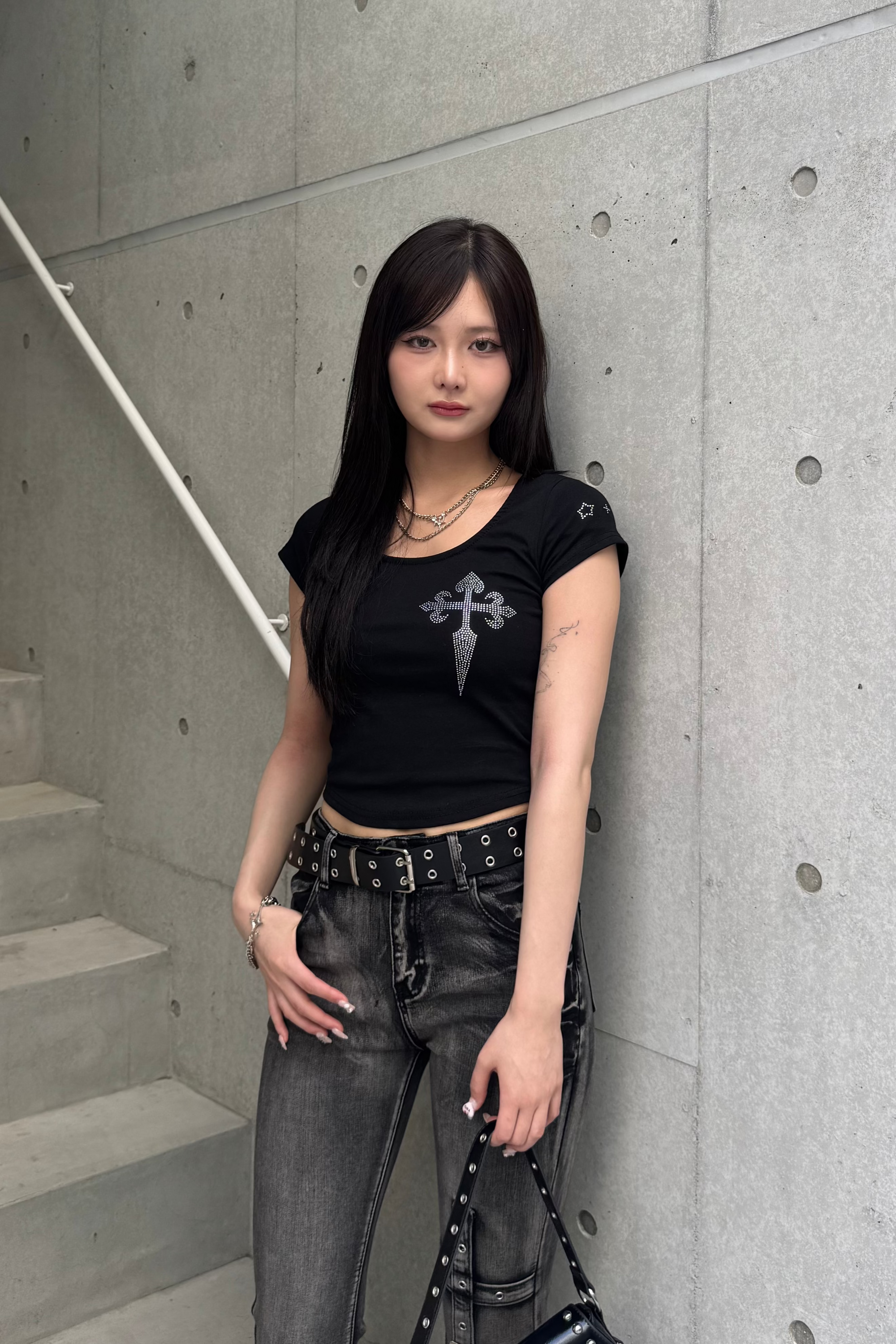 cross stone cropped T-shirt KSG20853
