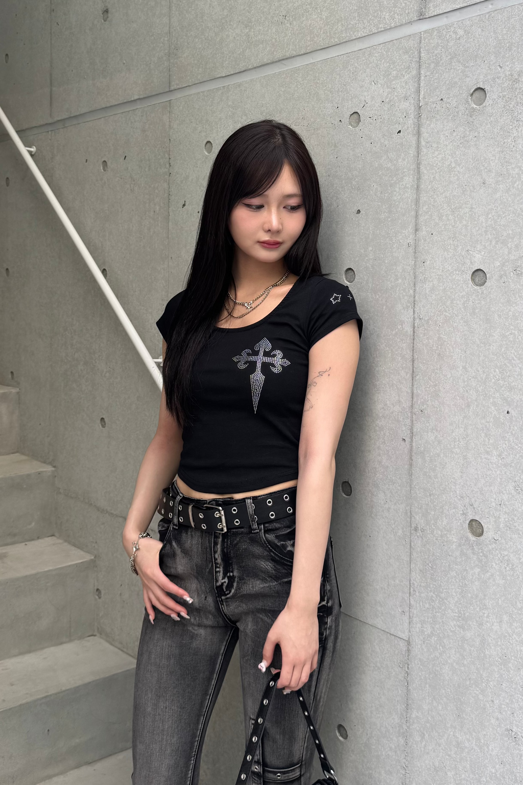 cross stone cropped T-shirt KSG20853