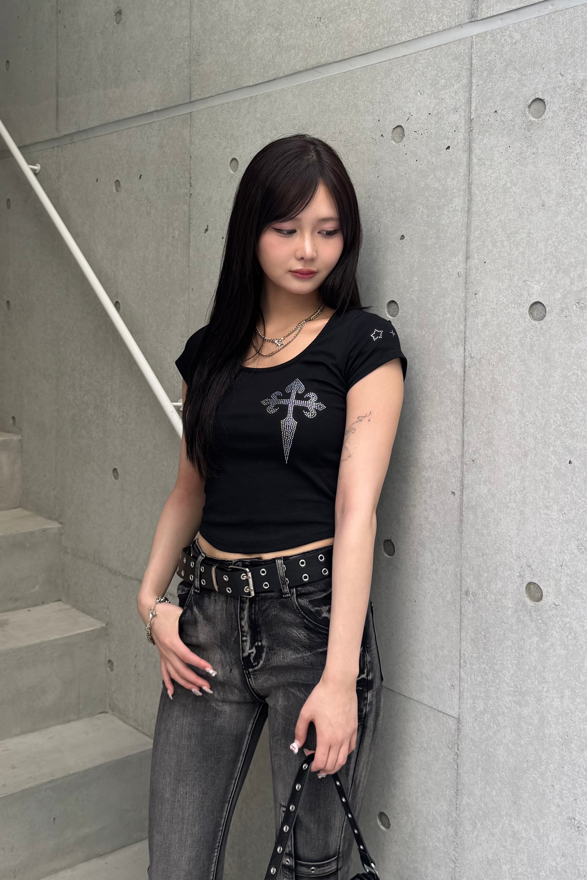 cross stone cropped T-shirt KSG20853