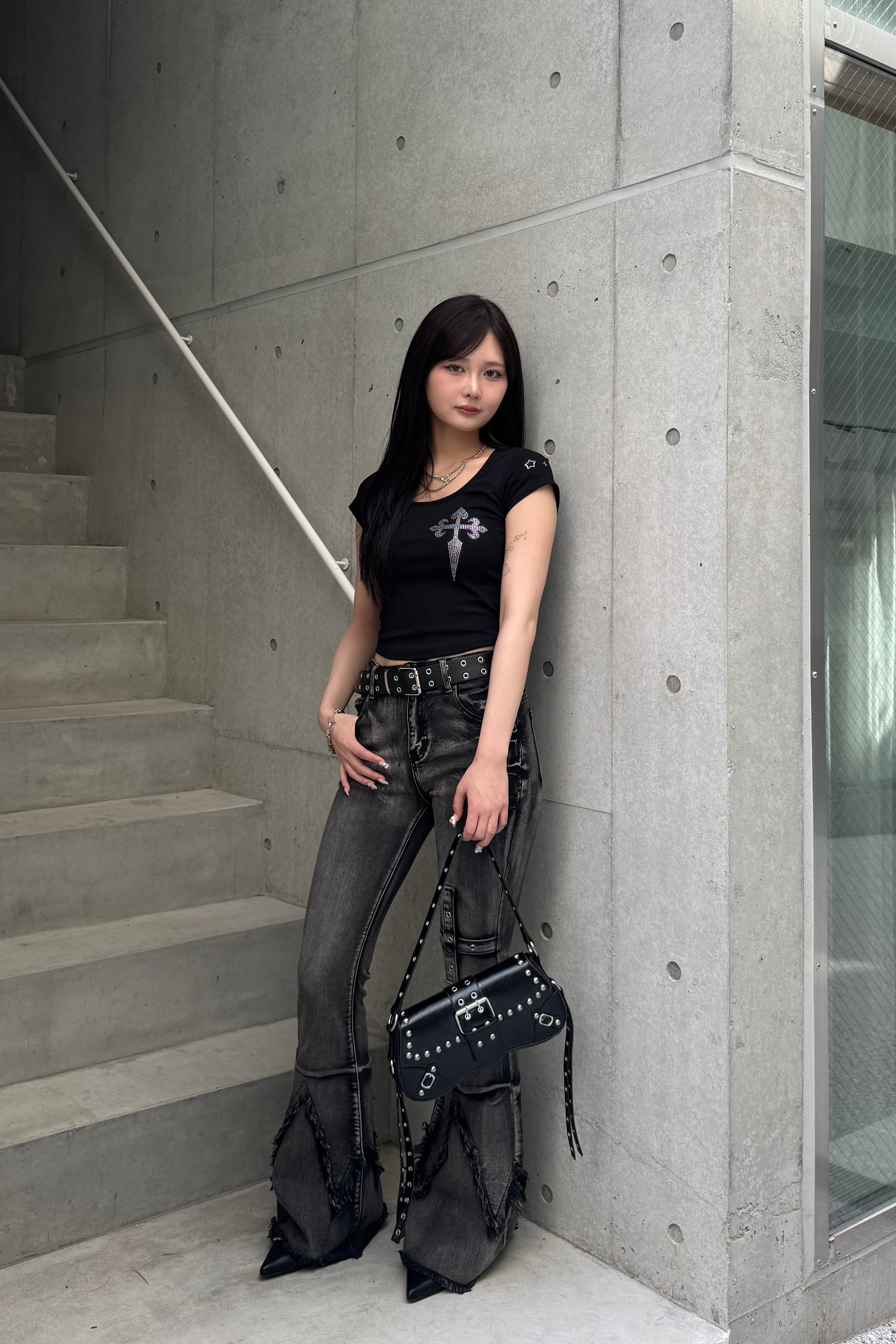 cross stone cropped T-shirt KSG20853