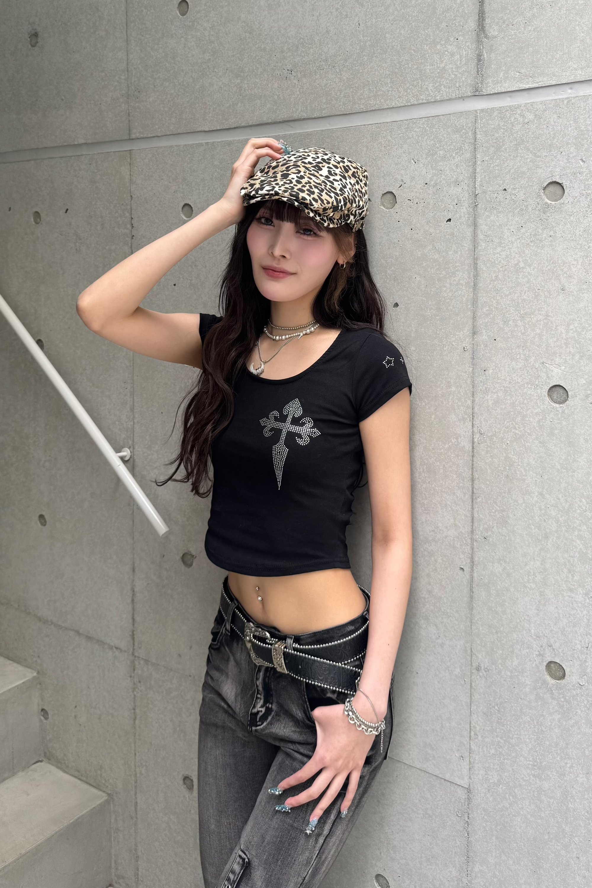 cross stone cropped T-shirt KSG20853