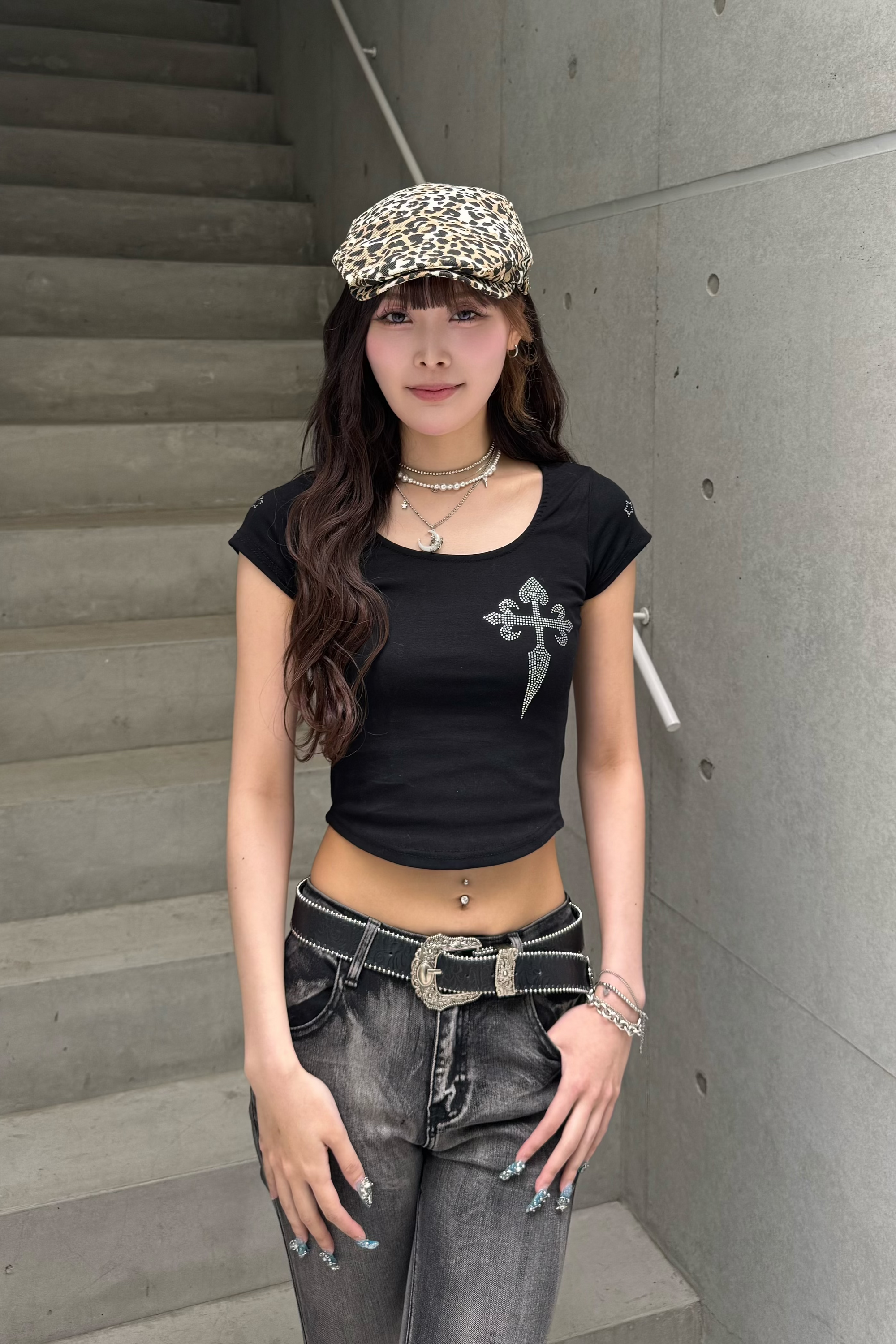 cross stone cropped T-shirt KSG20853