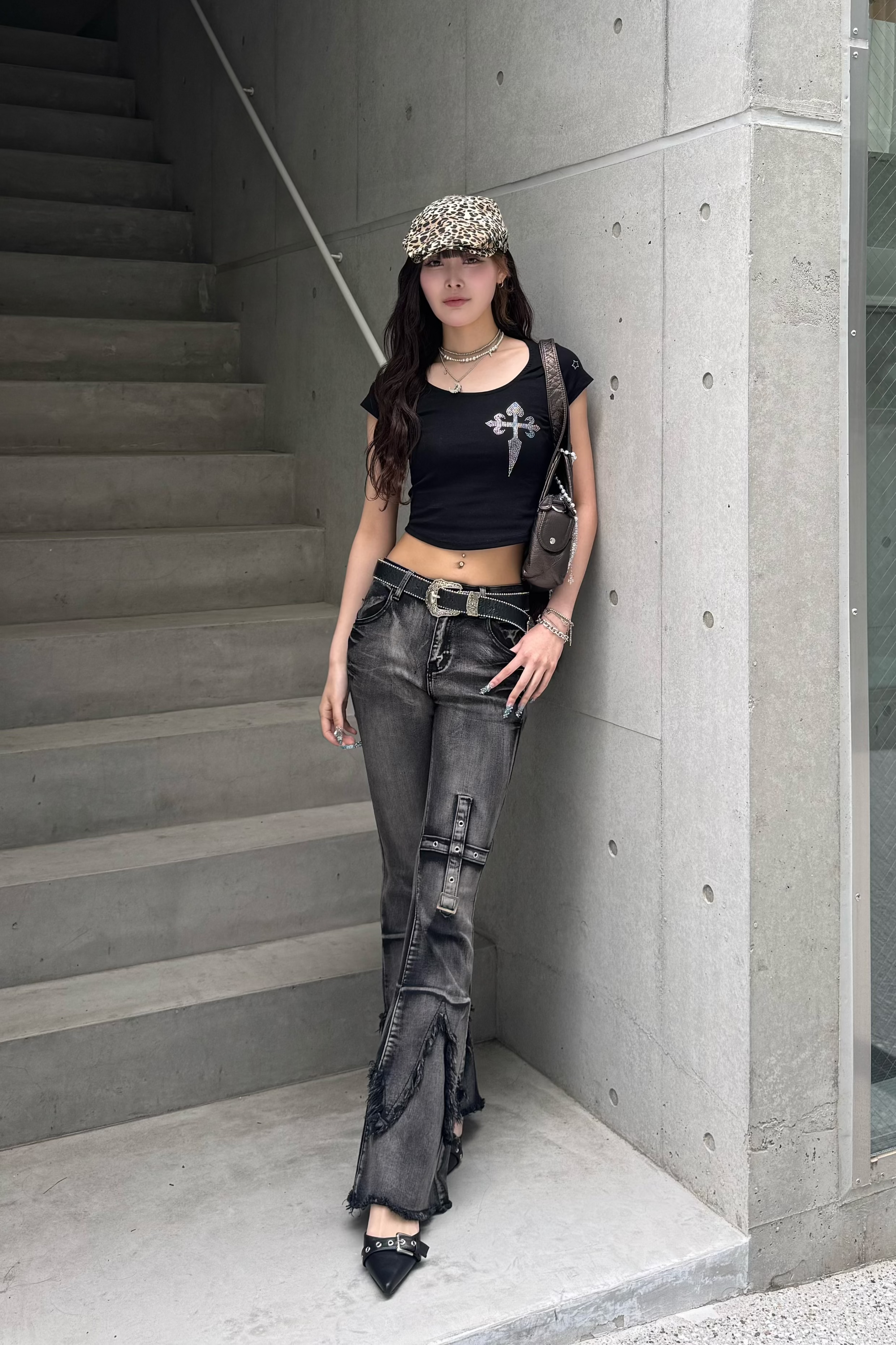 cross stone cropped T-shirt KSG20853