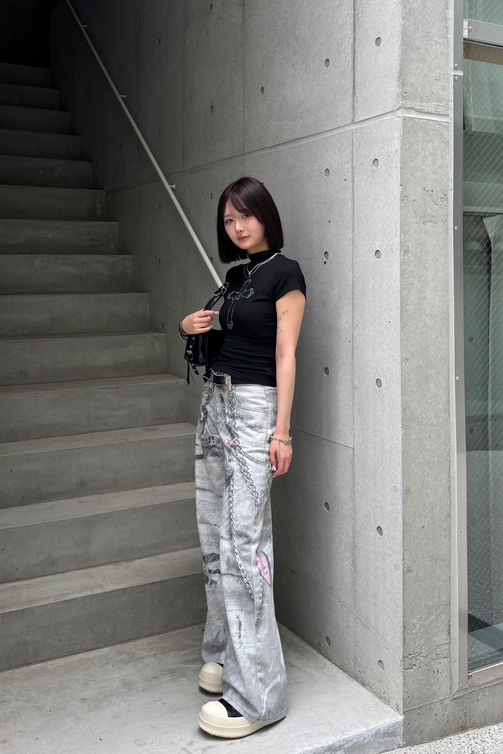 silver chain accent jeans KSG19421