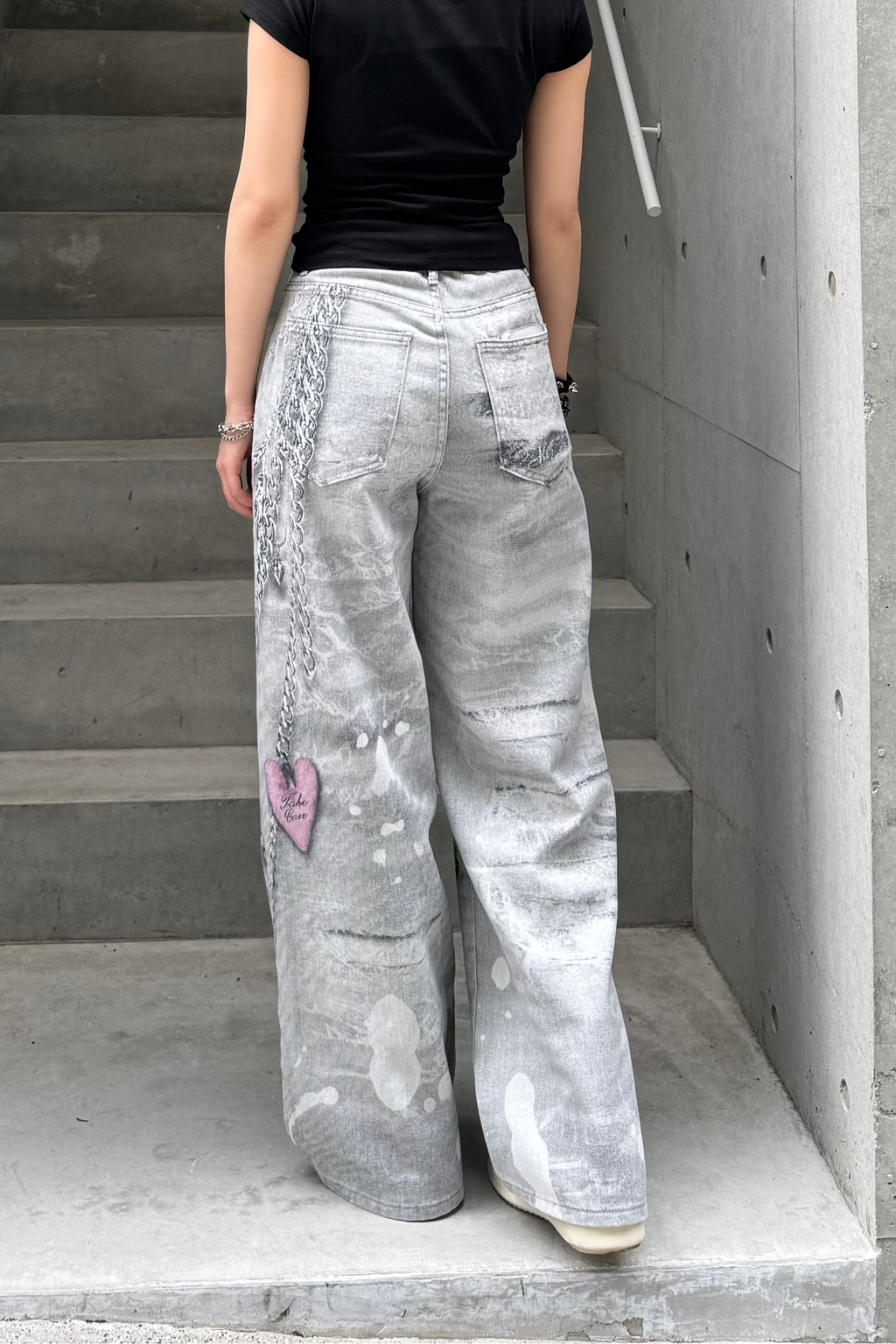 silver chain accent jeans KSG19421