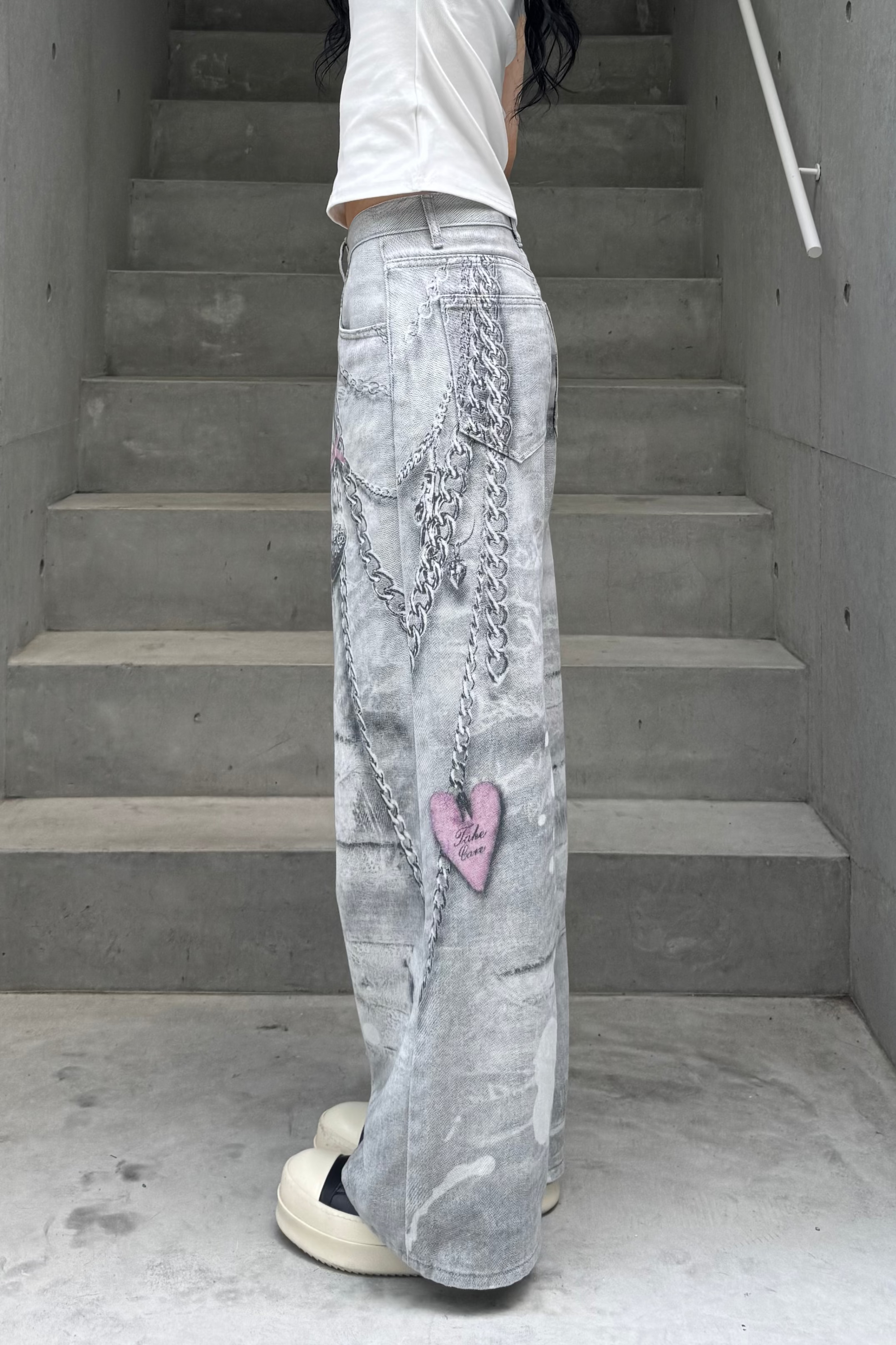 silver chain accent jeans KSG19421