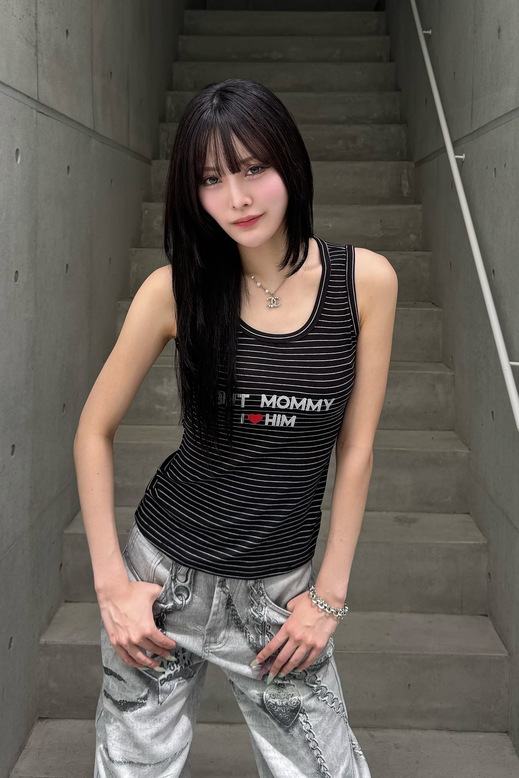 border glitter tank top KSG20900