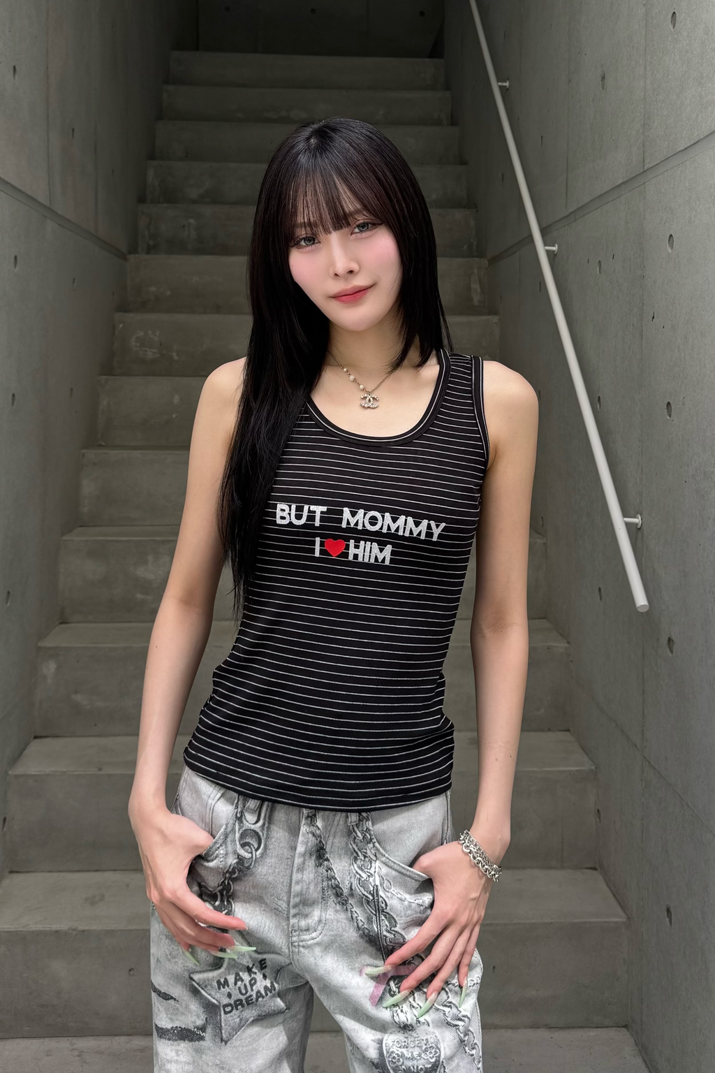 border glitter tank top KSG20900