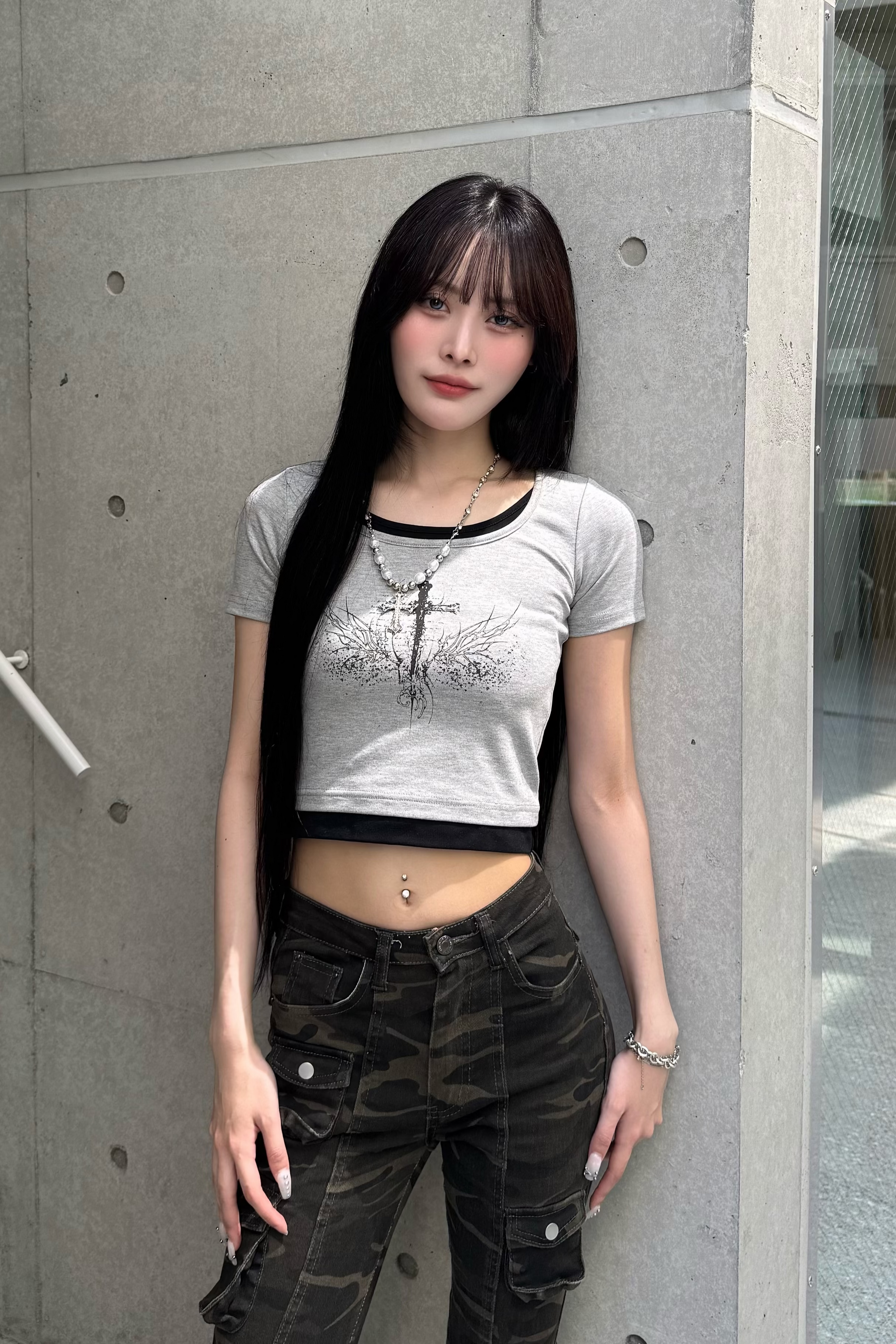 クロスデザインクロップドTシャツ KSG20940
