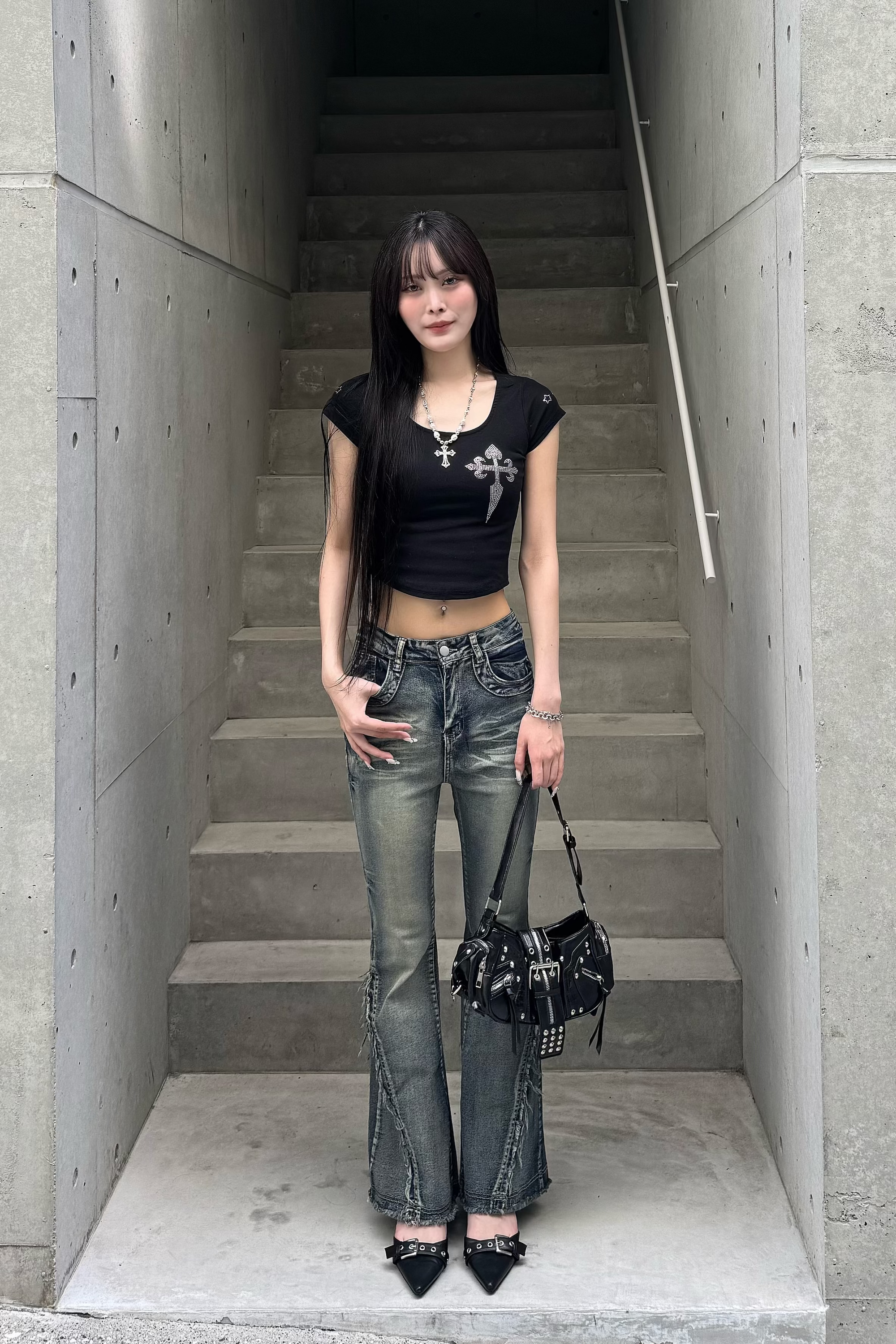 cross stone cropped T-shirt KSG20853