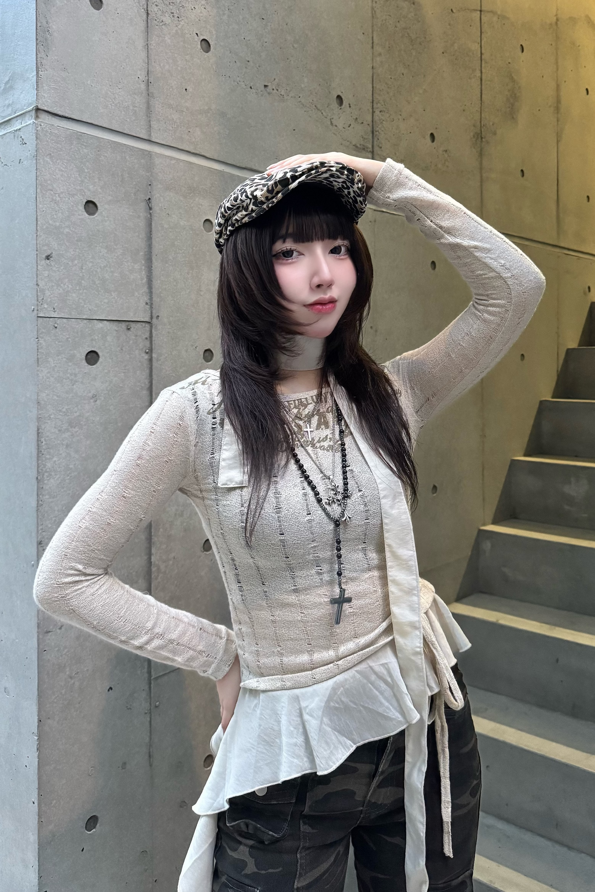 vintage design frill knit KSG20790