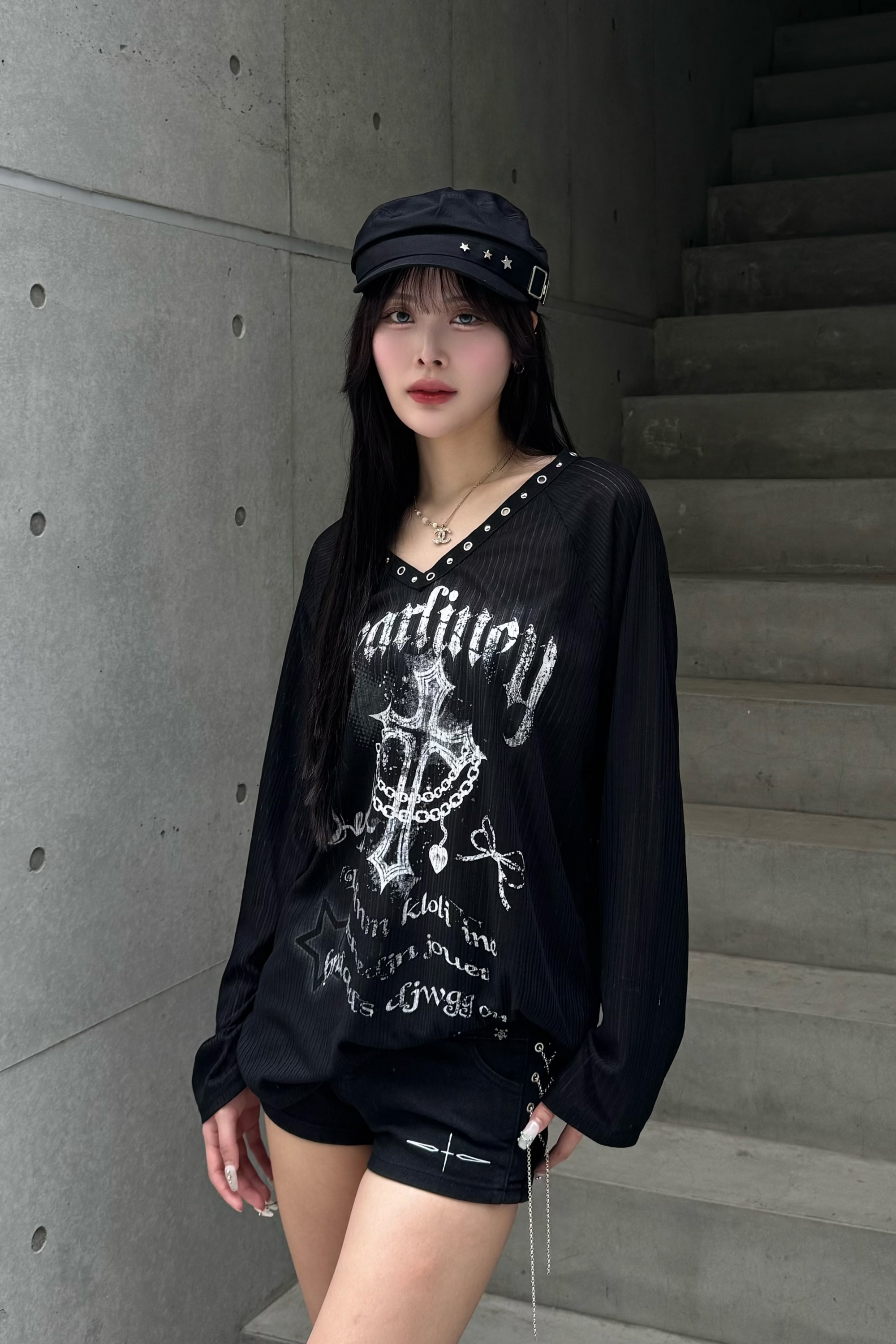 Vneck cross seir knit KSG20972