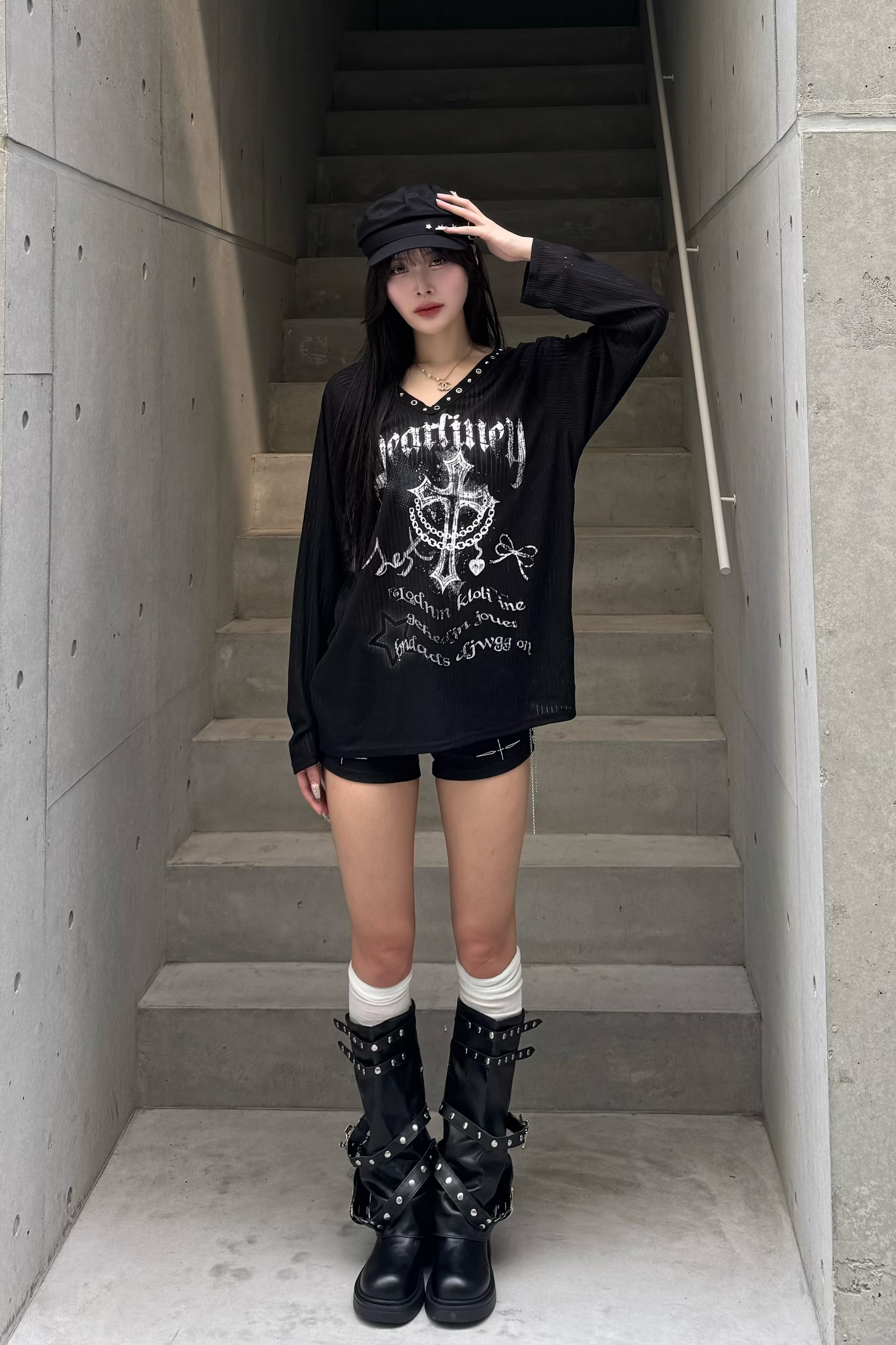 Vneck cross seir knit KSG20972