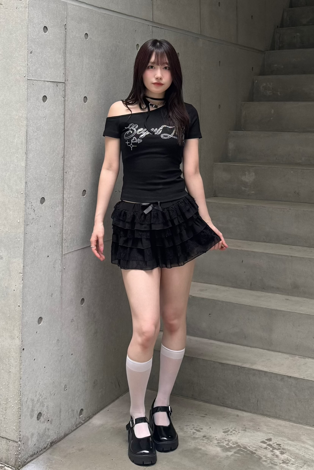 ラインストーンワンショルダーTシャツ KSG20850