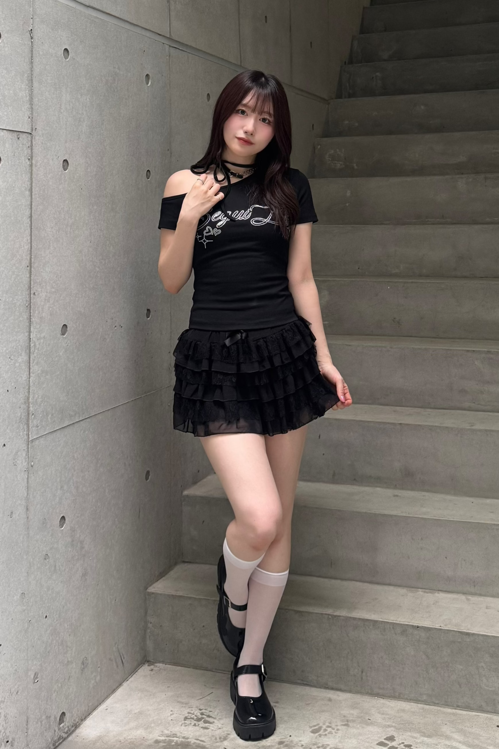 ラインストーンワンショルダーTシャツ KSG20850