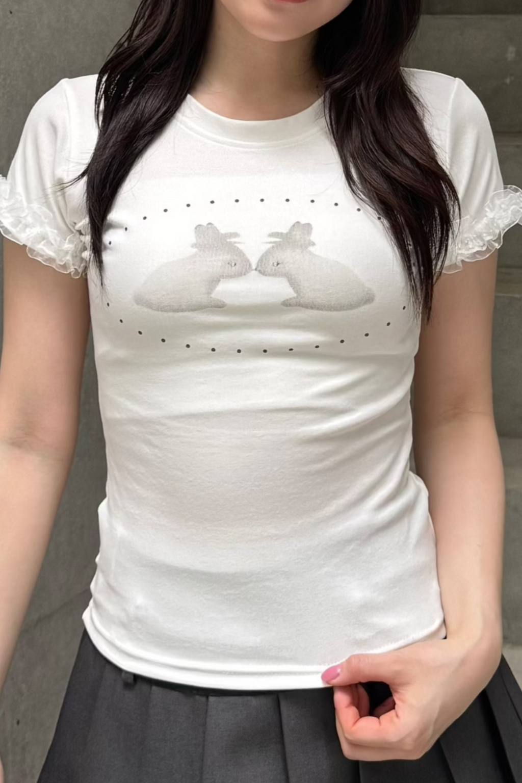tシャツ ラビットフリルTシャツ レディース メンズ ラビットフリルTシャツ KSG20849 – Sense Market