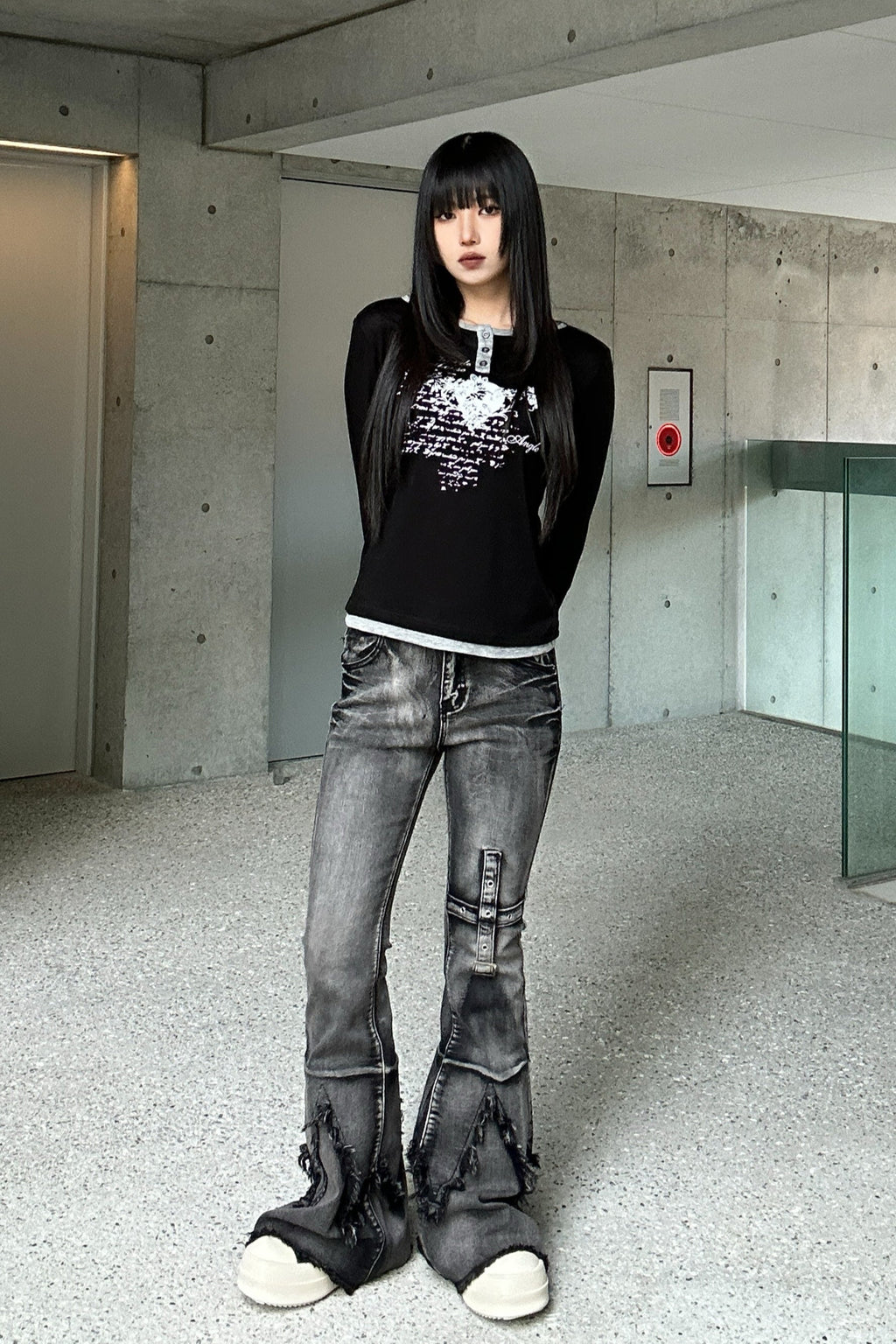heart print long t-shirt KSG20778